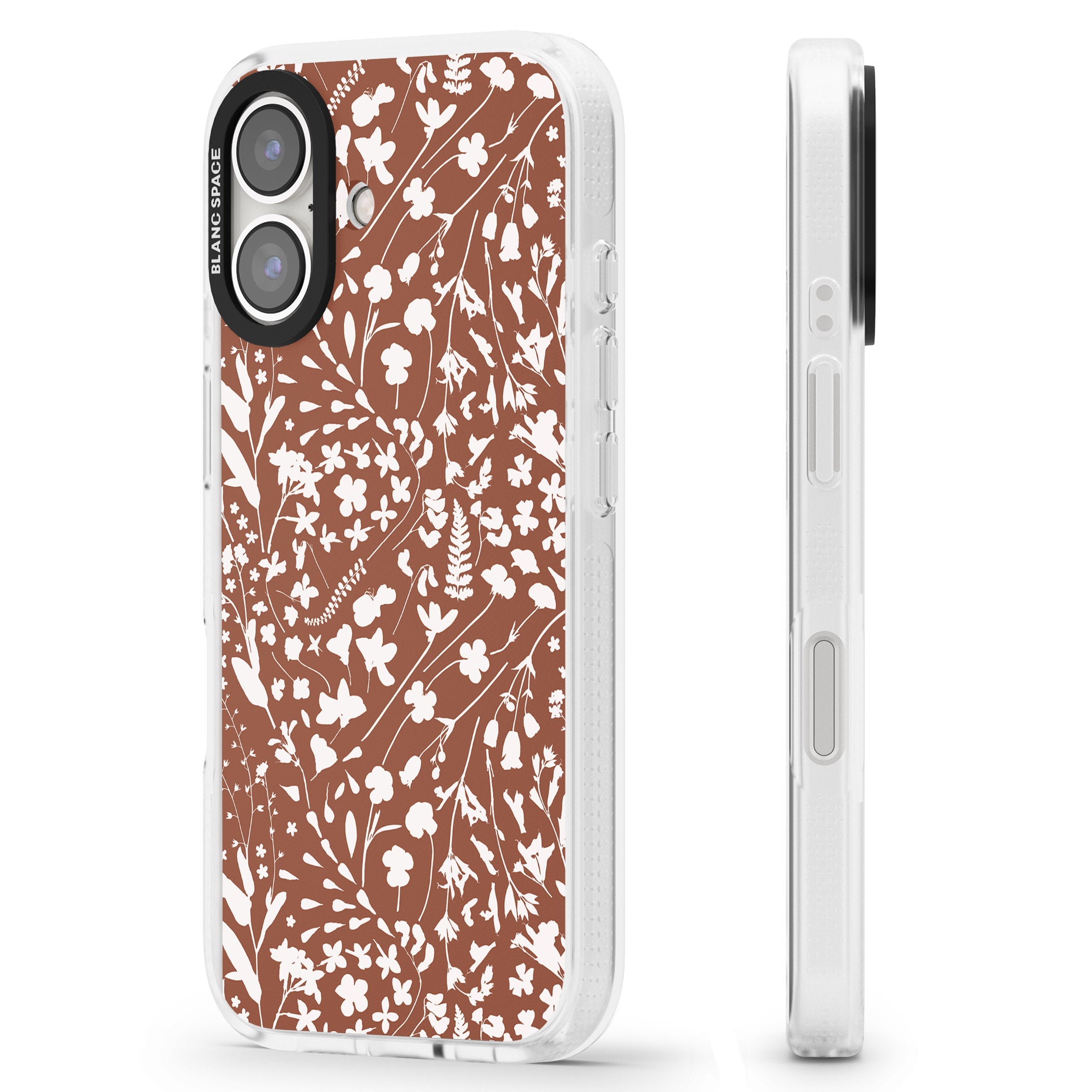 Wildflower Cluster on Terracotta iPhone 16 / 16 Plus Clear Case Impact Air - Blanc Space