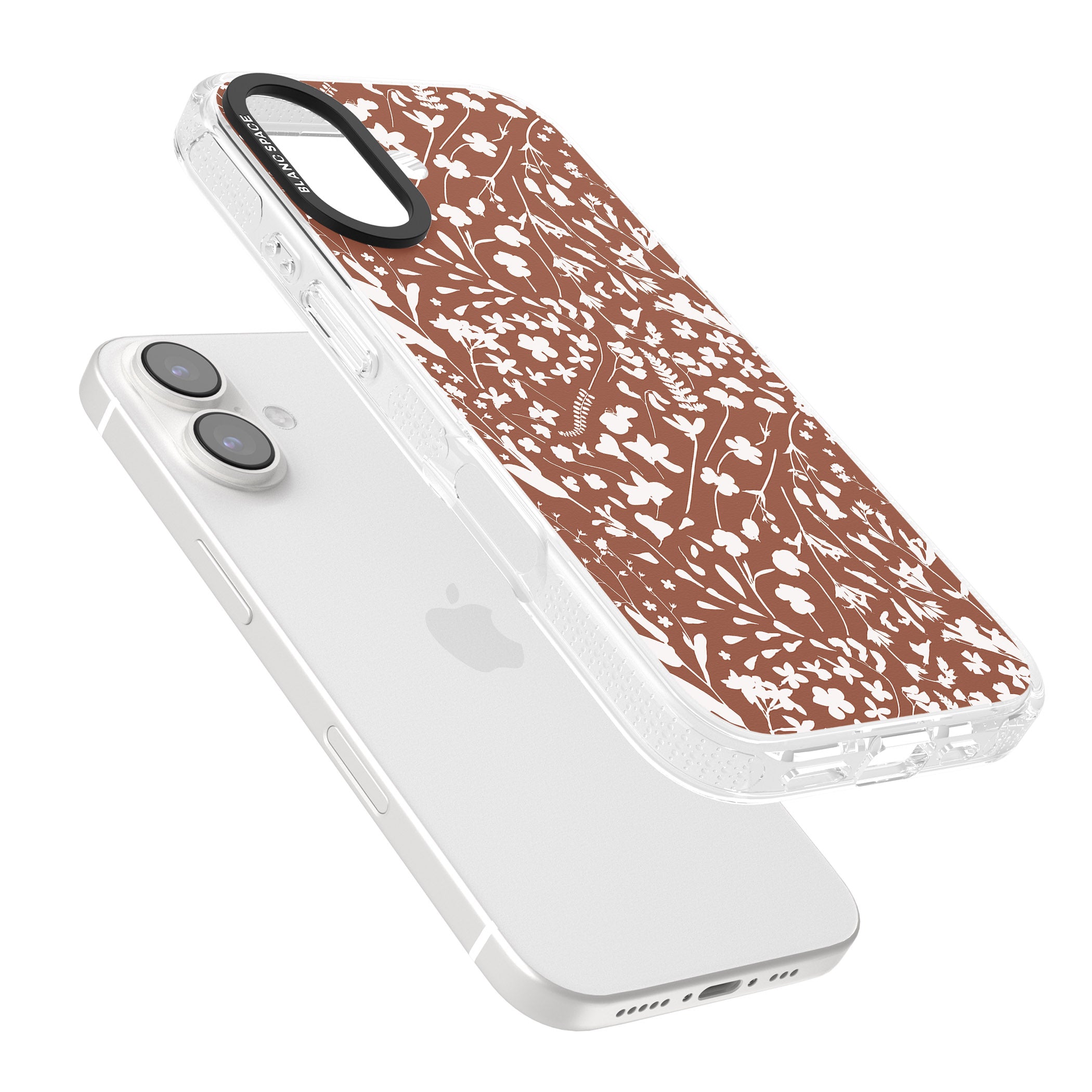 Wildflower Cluster on Terracotta iPhone 16 / 16 Plus Clear Case Impact Air - Blanc Space