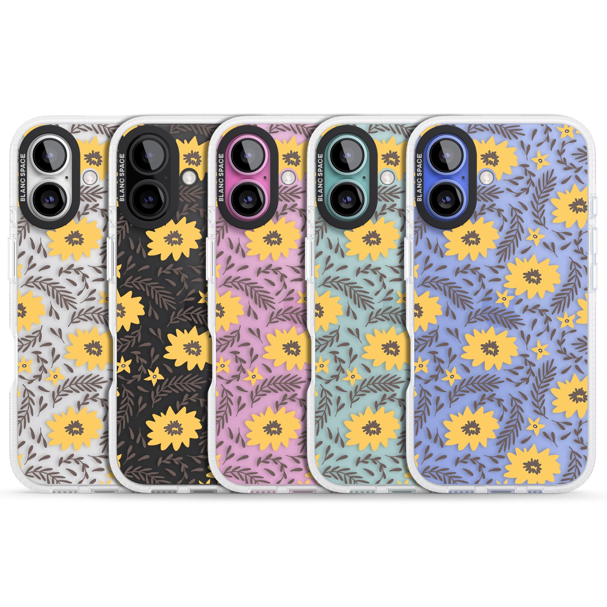 Yellow Blossoms Transparent Floral iPhone 16 / 16 Plus Clear Case Impact Air - Blanc Space