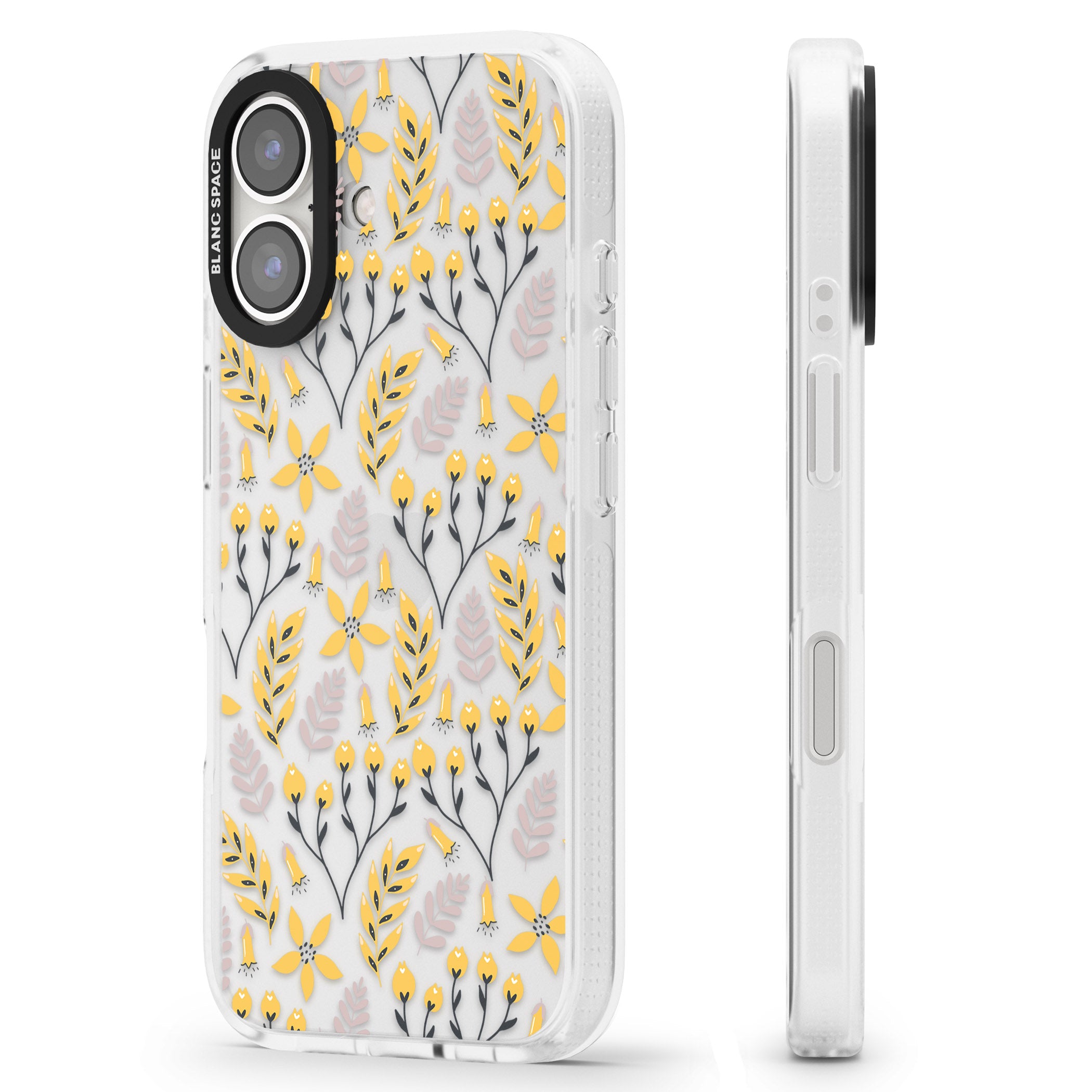 Yellow Leaves Transparent Floral iPhone 16 / 16 Plus Clear Case Impact Air - Blanc Space