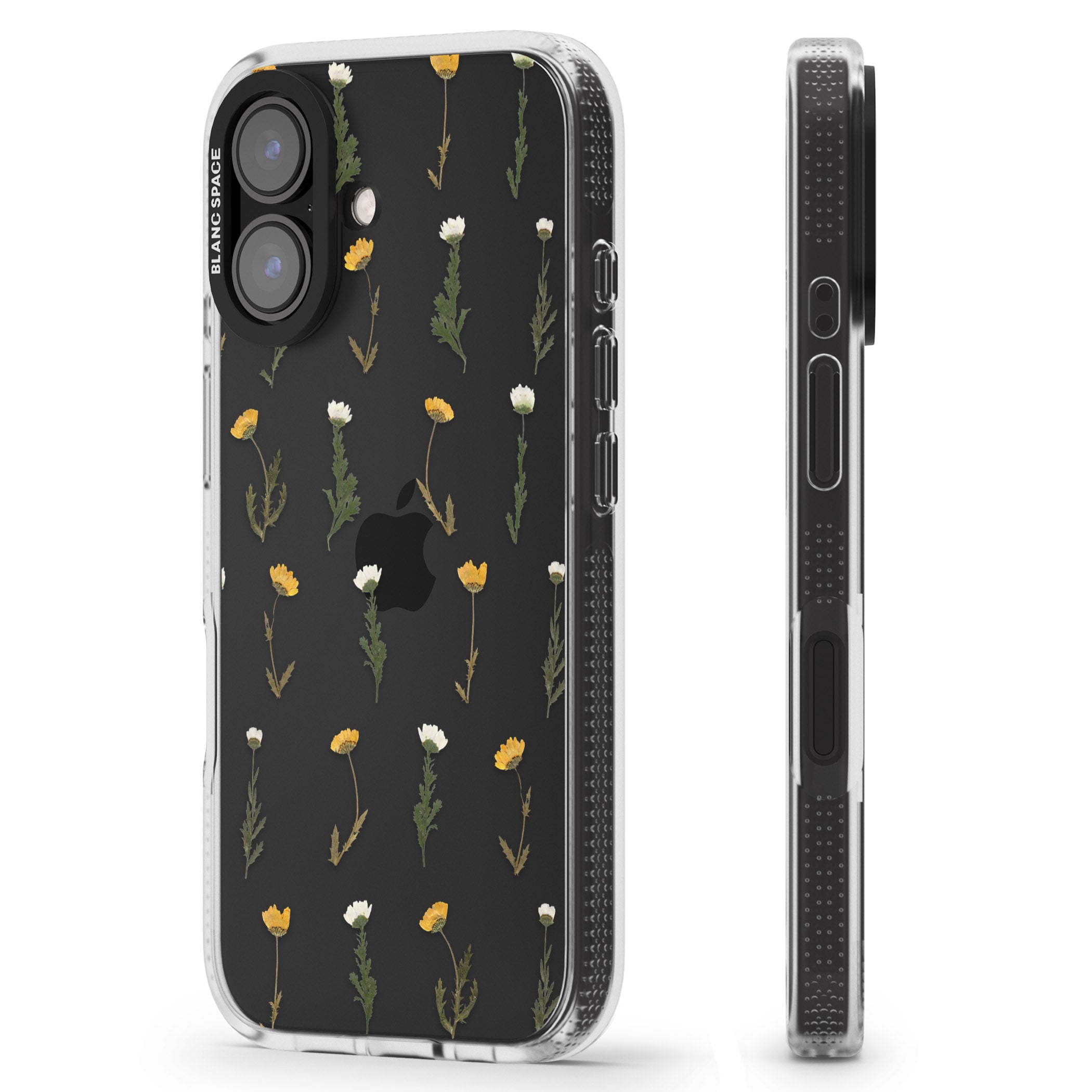 Pressed Flower iPhone 16 / 16 Plus Clear Case Impact Air - Blanc Space