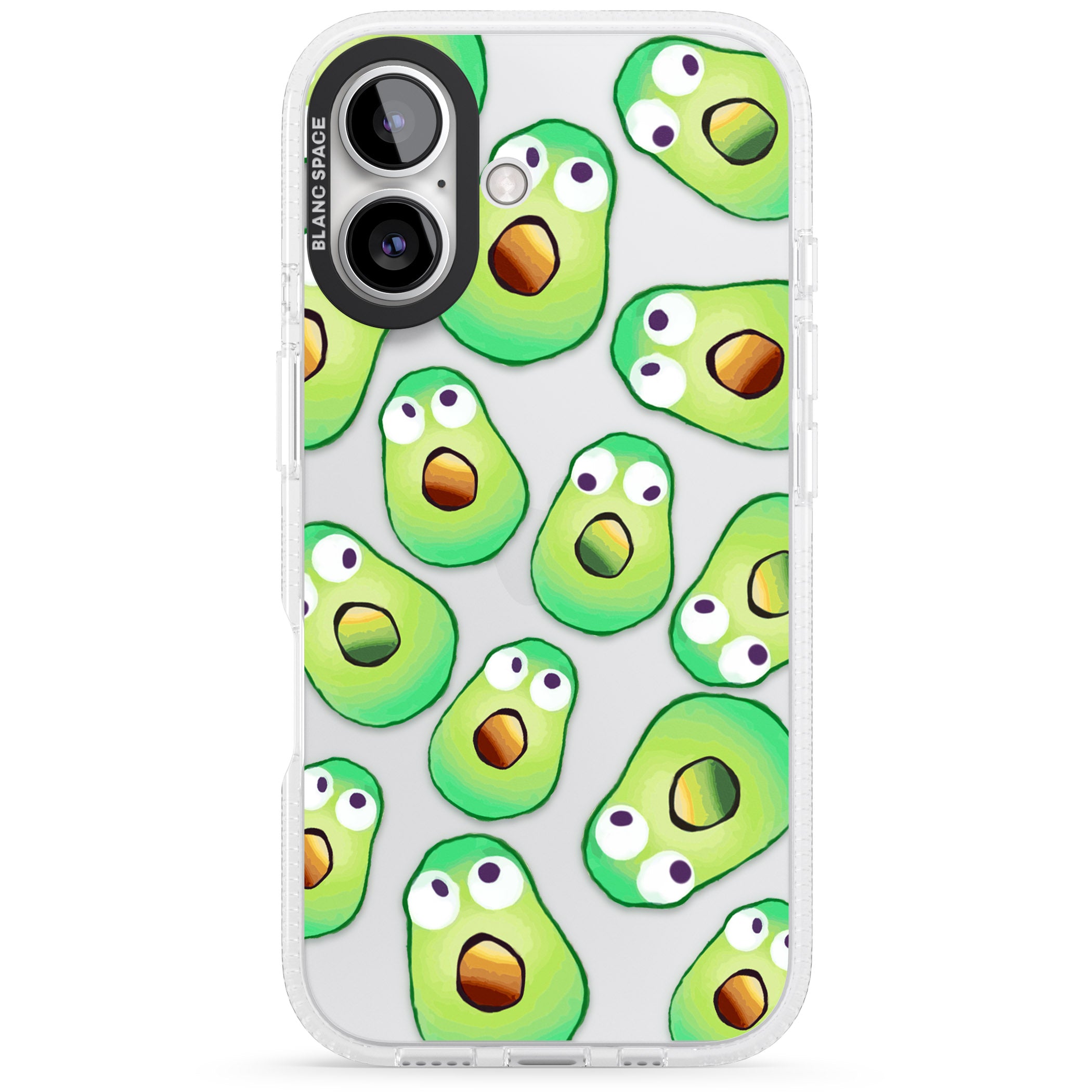 Shocked Avocados iPhone 16 / 16 Plus Clear Case Impact Air - Blanc Space