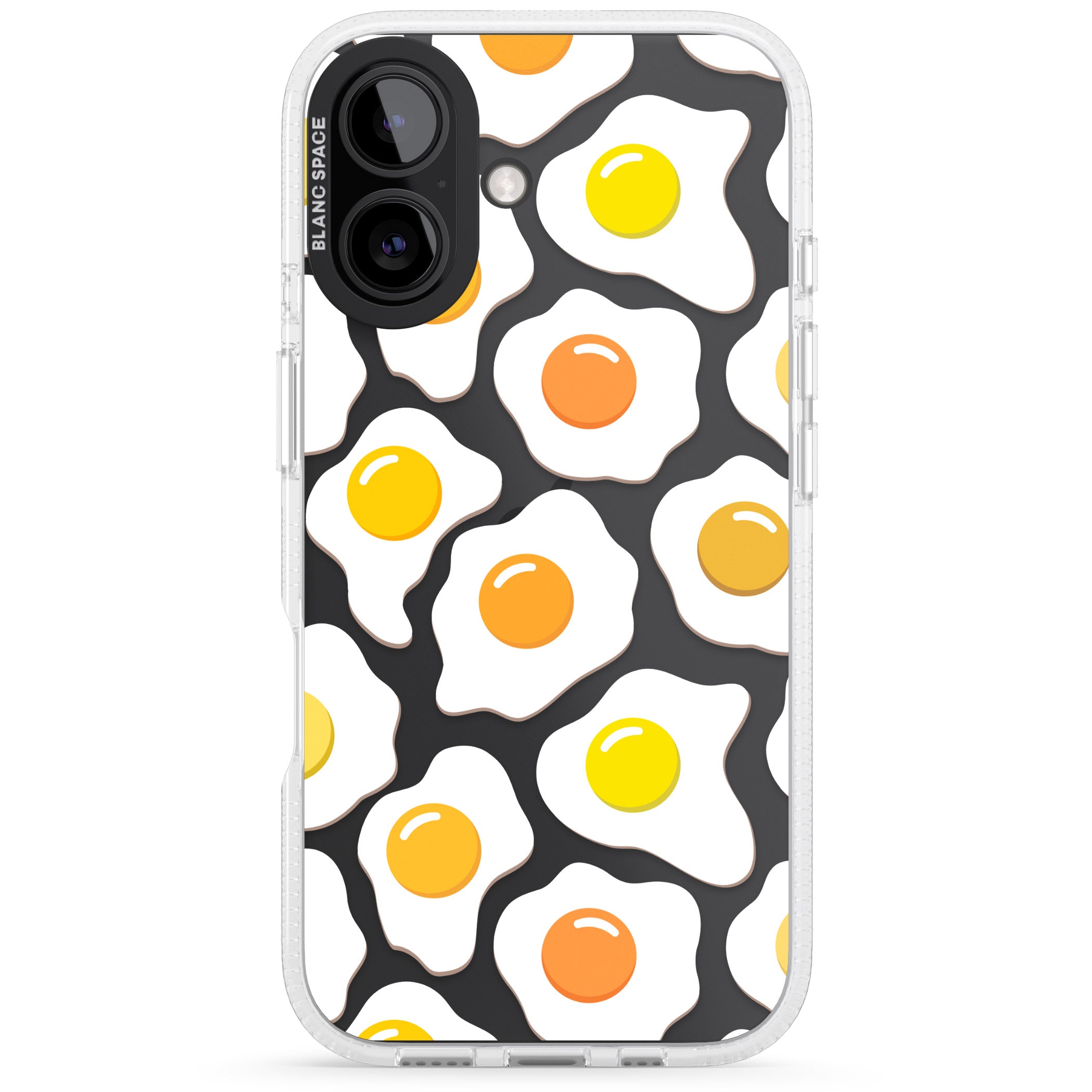 Fried Egg Pattern iPhone 16 / 16 Plus Clear Case Impact Air - Blanc Space