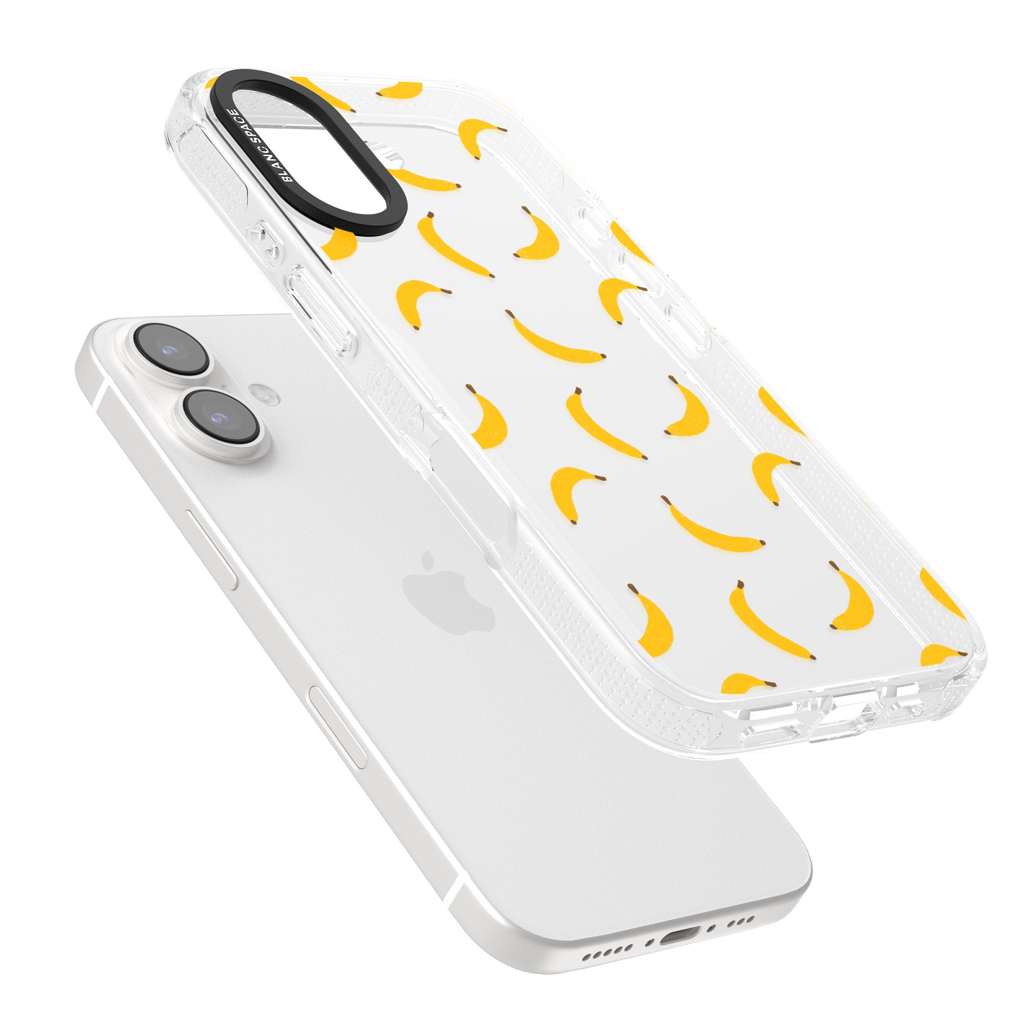 Banana Pattern iPhone 16 / 16 Plus Clear Case Impact Air - Blanc Space