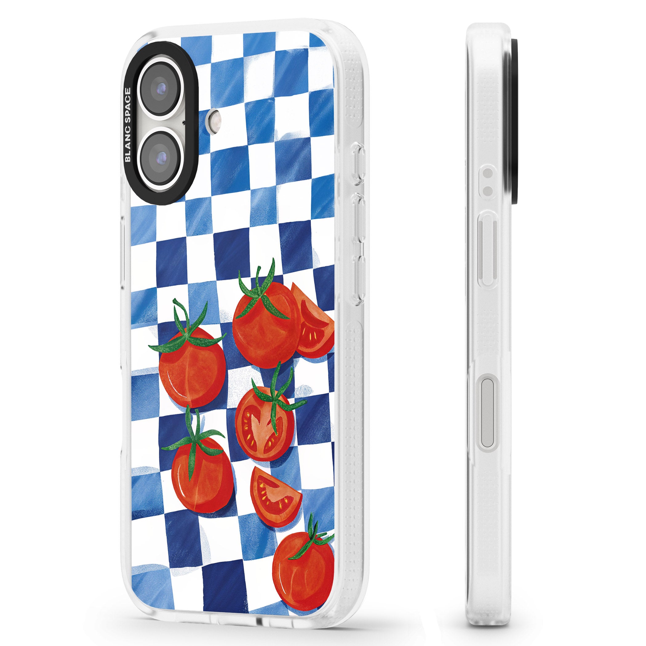 Blue Picnic Blanket & Tomatoes iPhone 16 / 16 Plus Clear Case Impact Air - Blanc Space