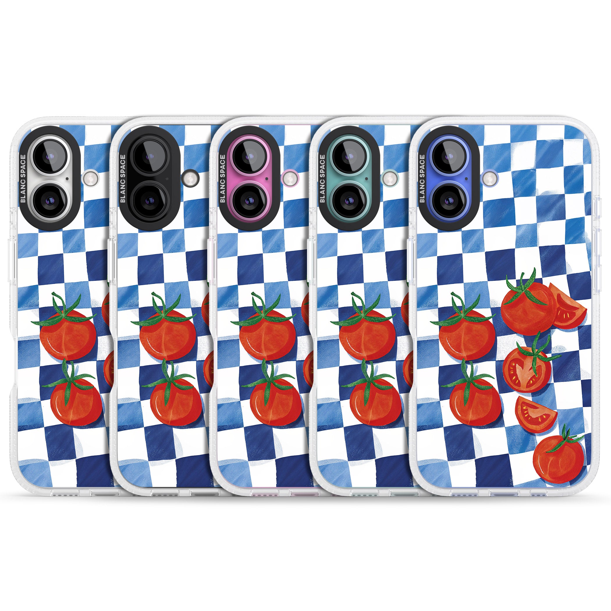 Blue Picnic Blanket & Tomatoes iPhone 16 / 16 Plus Clear Case Impact Air - Blanc Space