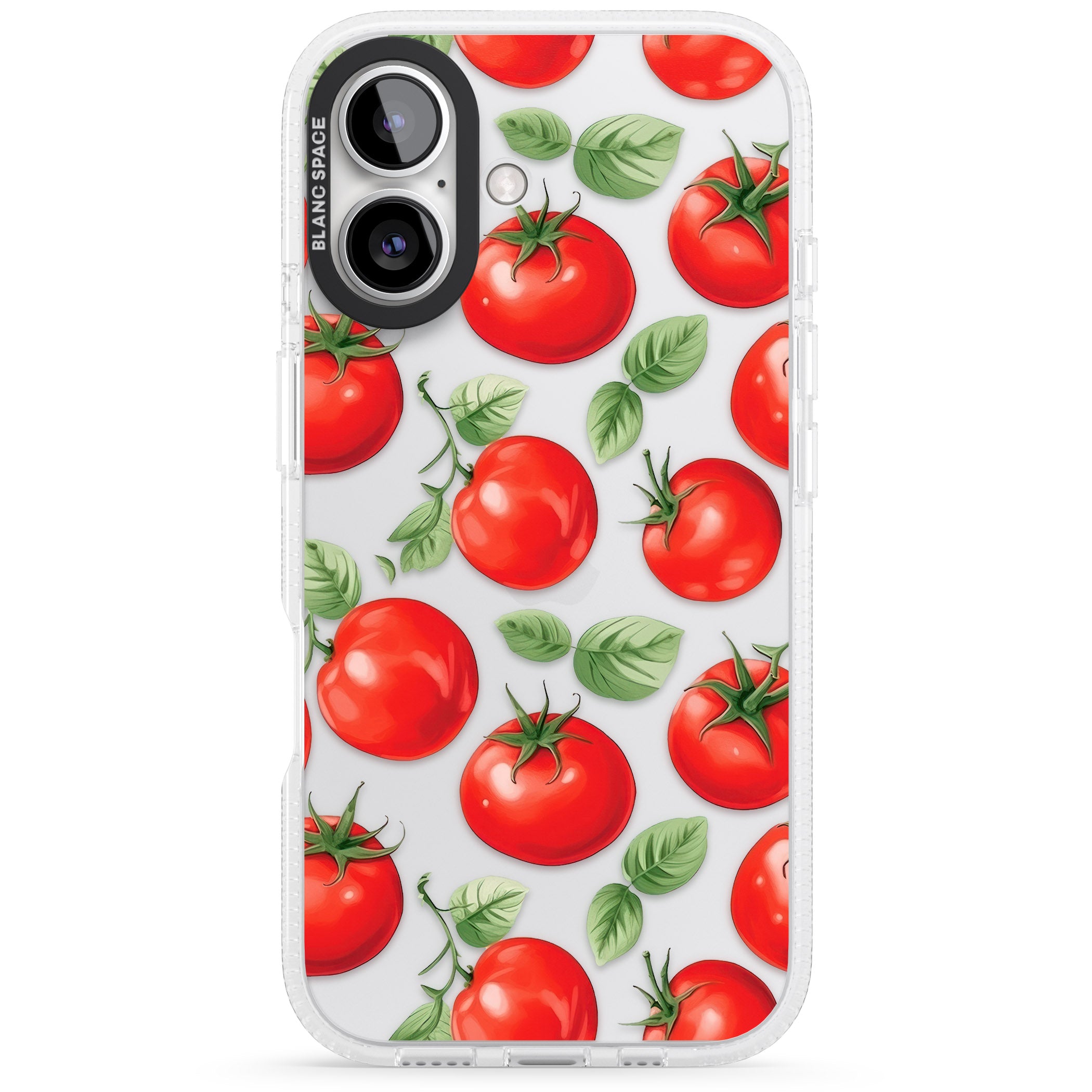Tomato Pattern iPhone 16 / 16 Plus Clear Case Impact Air - Blanc Space