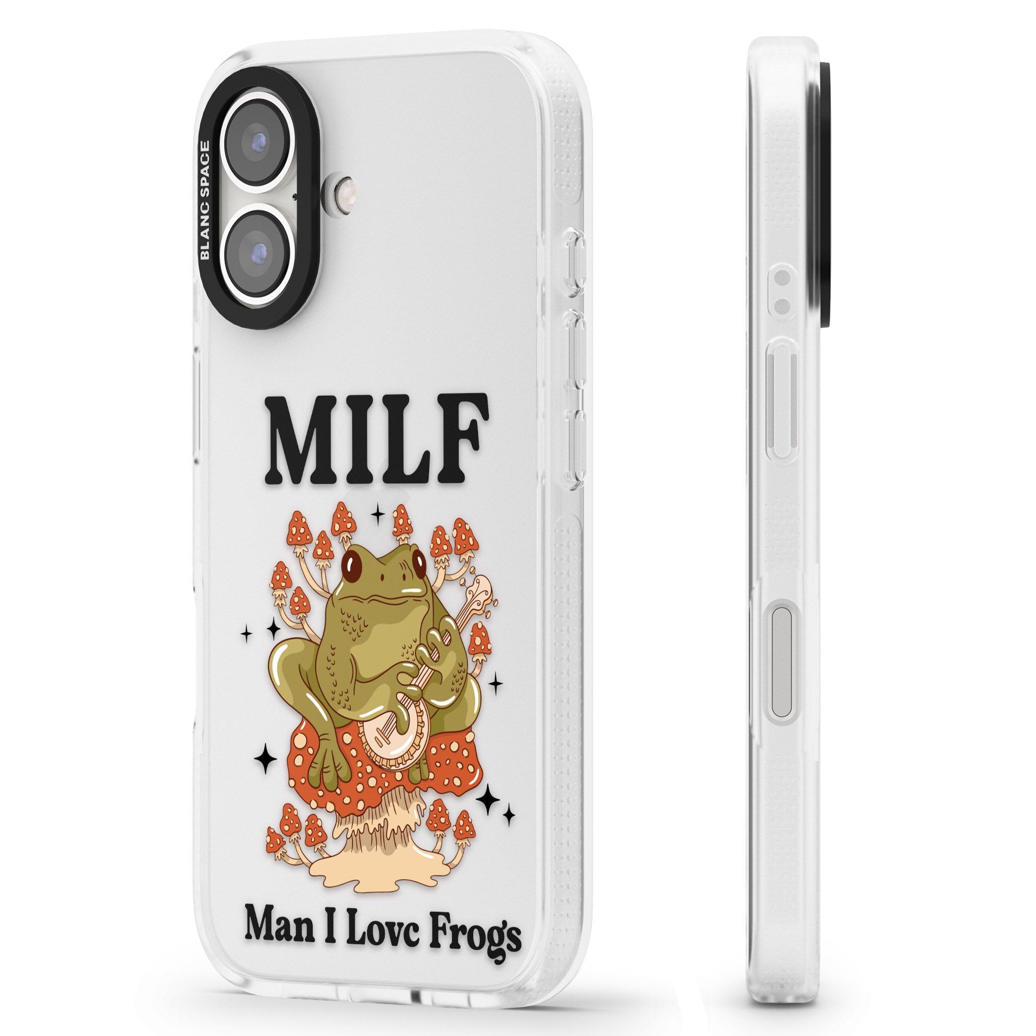 Man I Love Frogs iPhone 16 / 16 Plus Clear Case Impact Air - Blanc Space