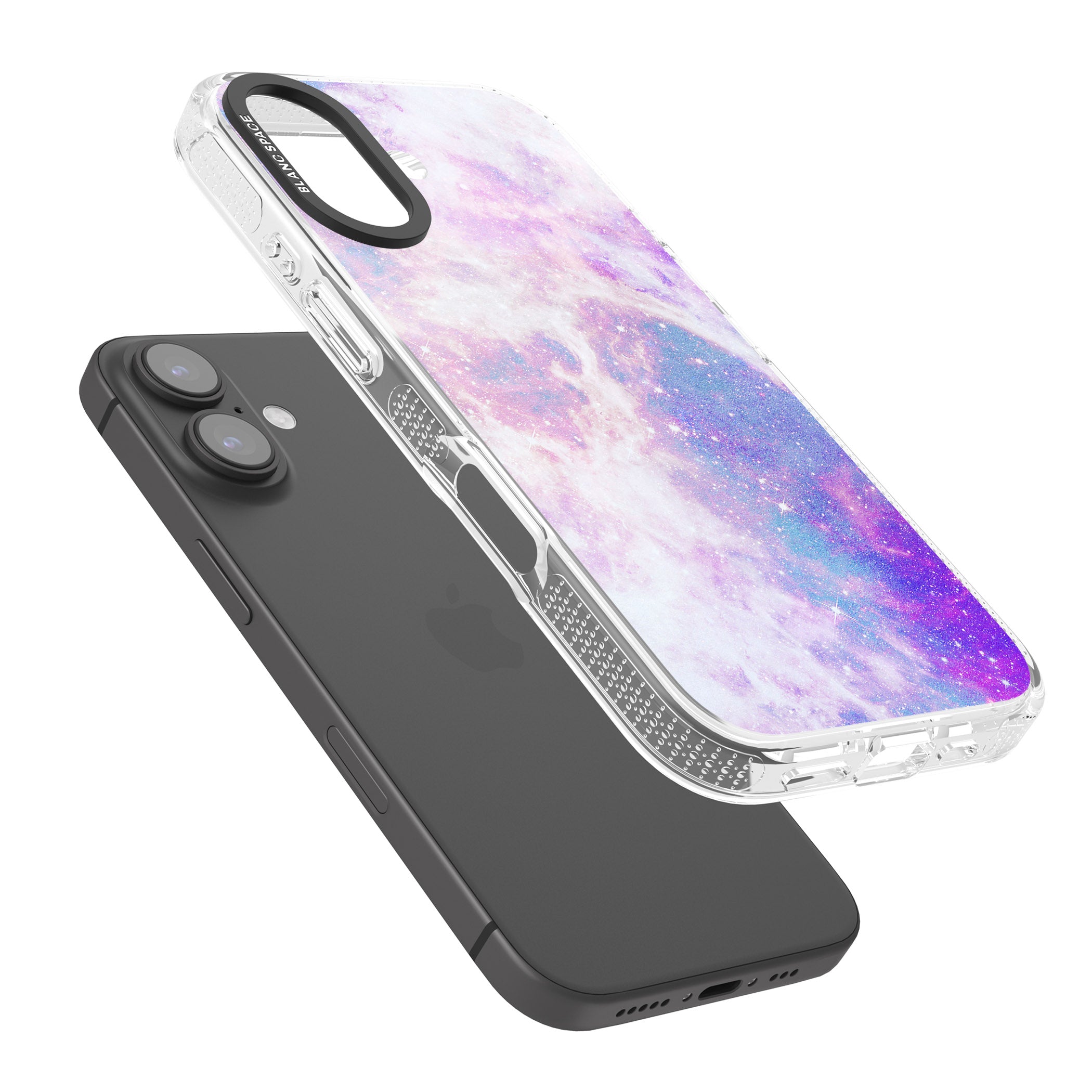 Purple & Blue Galaxy Pattern Design iPhone 16 / 16 Plus Clear Case Impact Air - Blanc Space