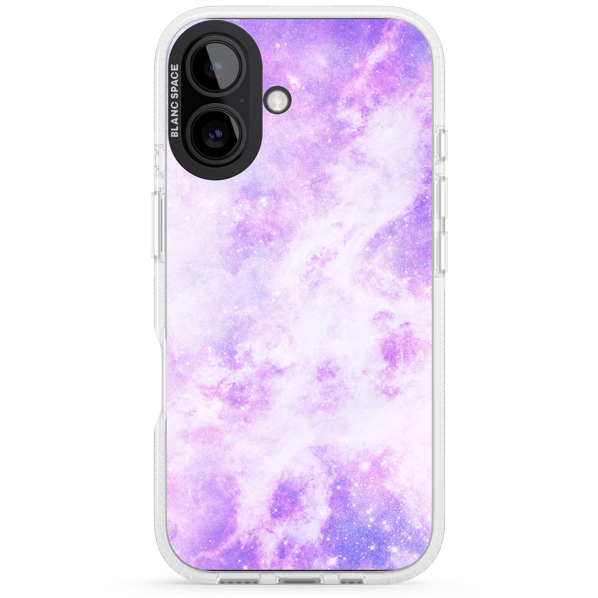 Purple Galaxy Pattern Design iPhone 16 / 16 Plus Clear Case Impact Air - Blanc Space