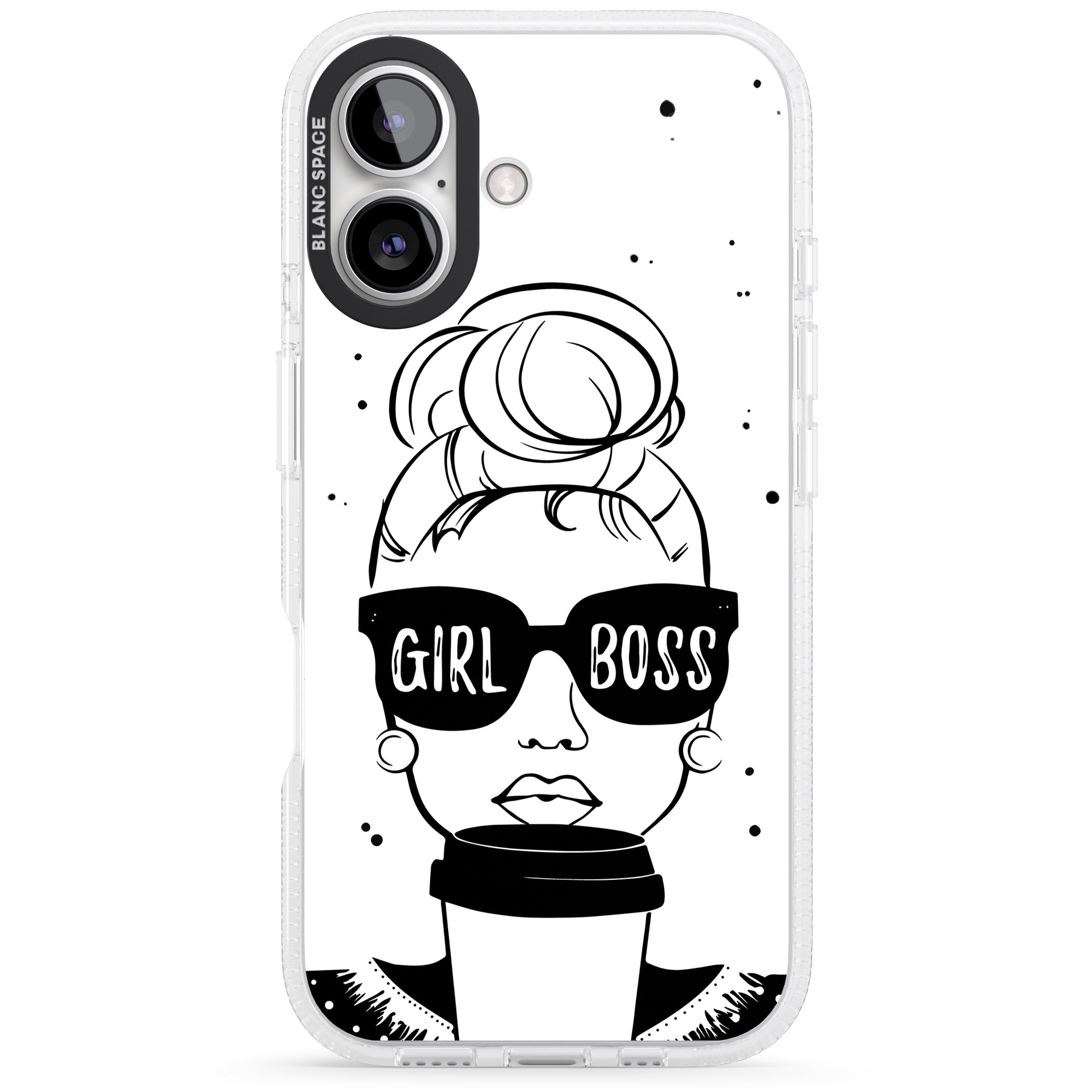 Girl Boss iPhone 16 / 16 Plus Clear Case Impact Air - Blanc Space