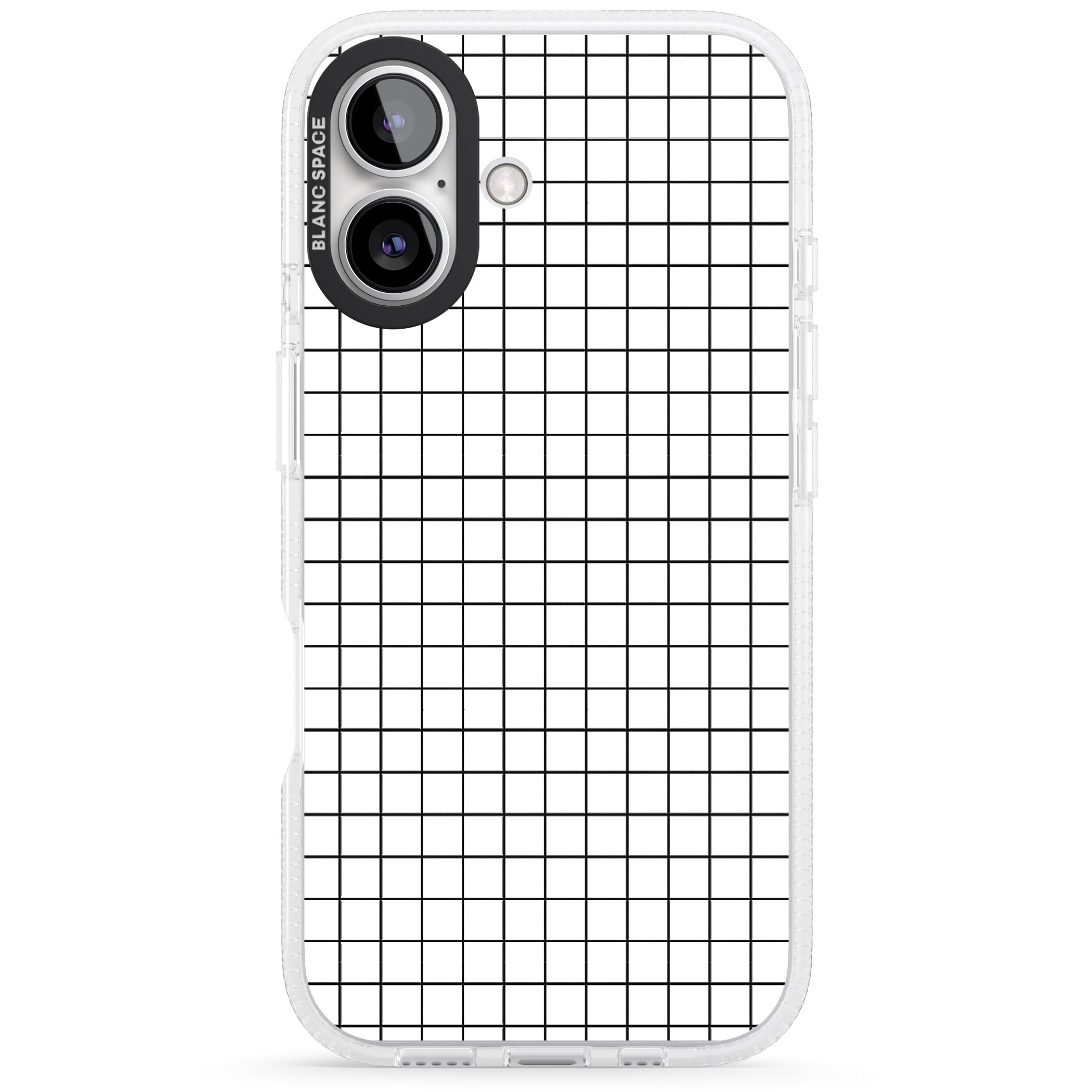 Simplistic Small Grid Designs White iPhone 16 / 16 Plus Clear Case Impact Air - Blanc Space