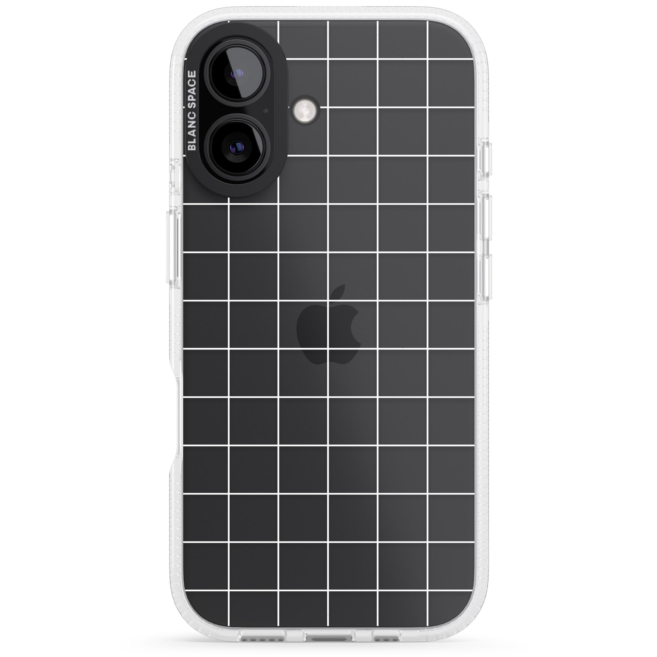 Simplistic Large Grid Pattern White (Transparent) iPhone 16 / 16 Plus Clear Case Impact Air - Blanc Space