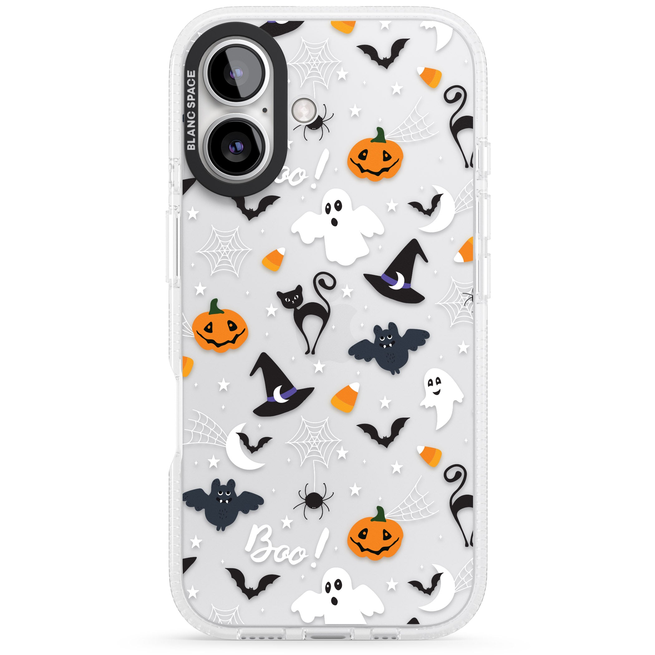 Halloween Mix Pattern iPhone 16 / 16 Plus Clear Case Impact Air - Blanc Space