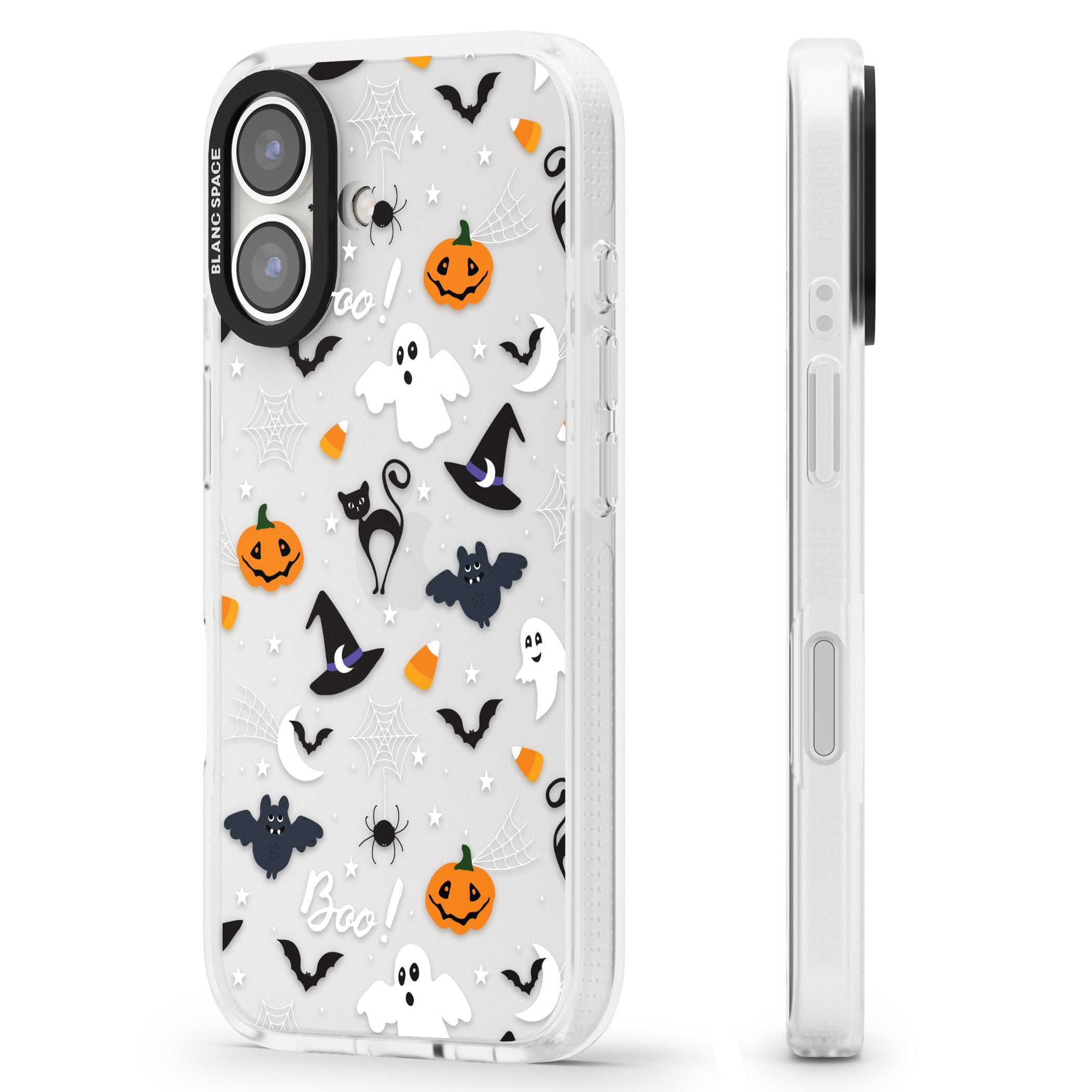 Halloween Mix Pattern iPhone 16 / 16 Plus Clear Case Impact Air - Blanc Space