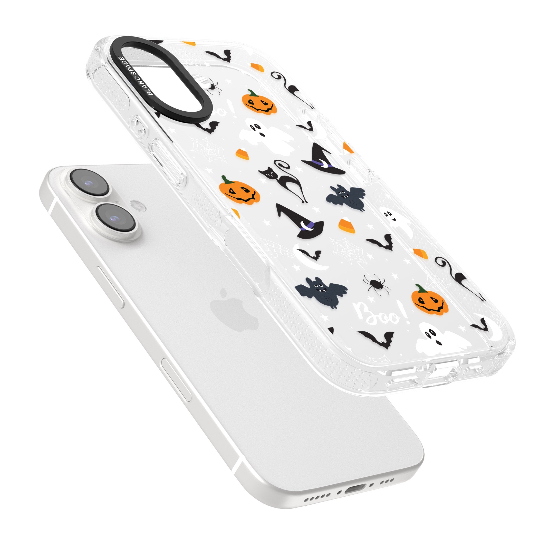 Halloween Mix Pattern iPhone 16 / 16 Plus Clear Case Impact Air - Blanc Space