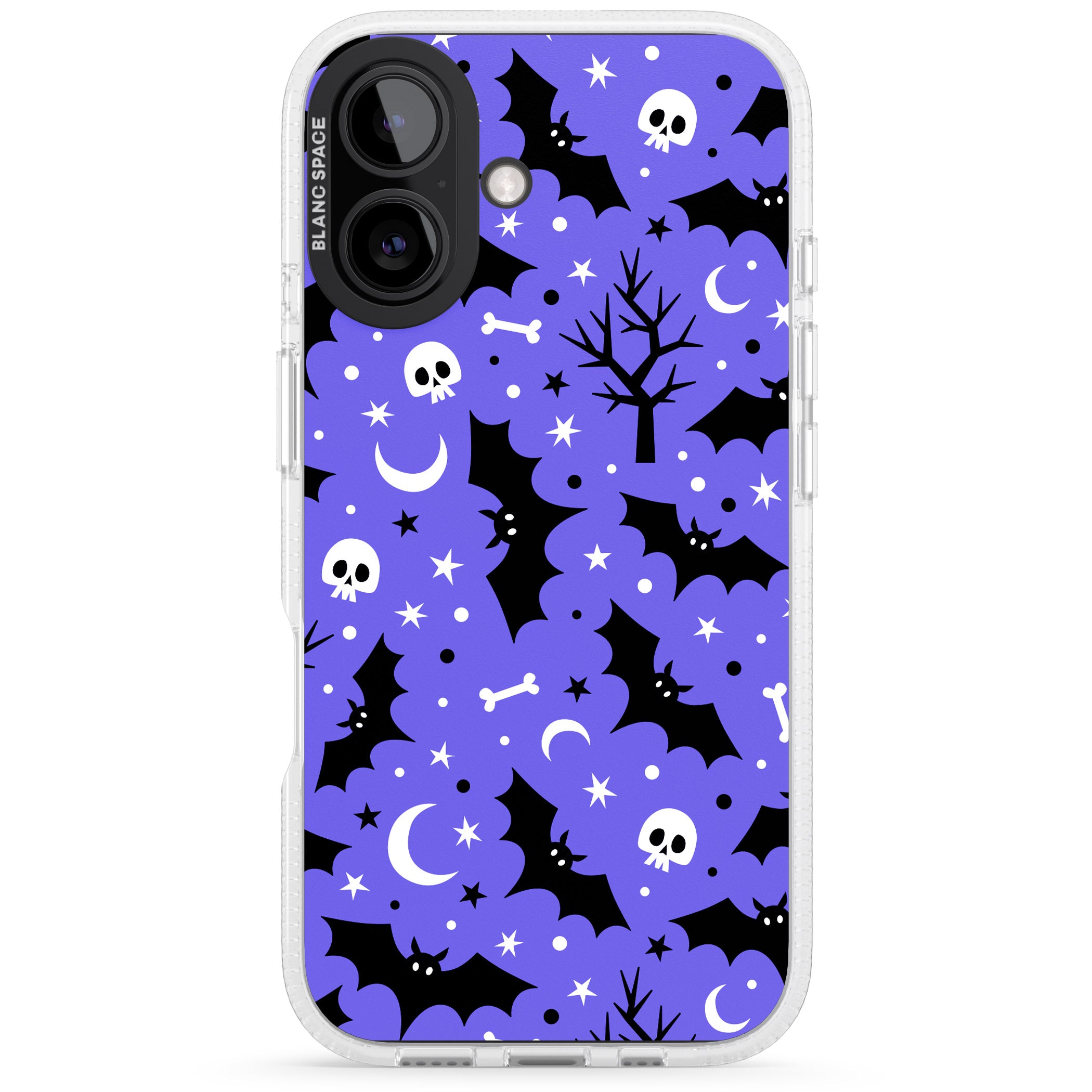 Bats n' Bones Pattern iPhone 16 / 16 Plus Clear Case Impact Air - Blanc Space