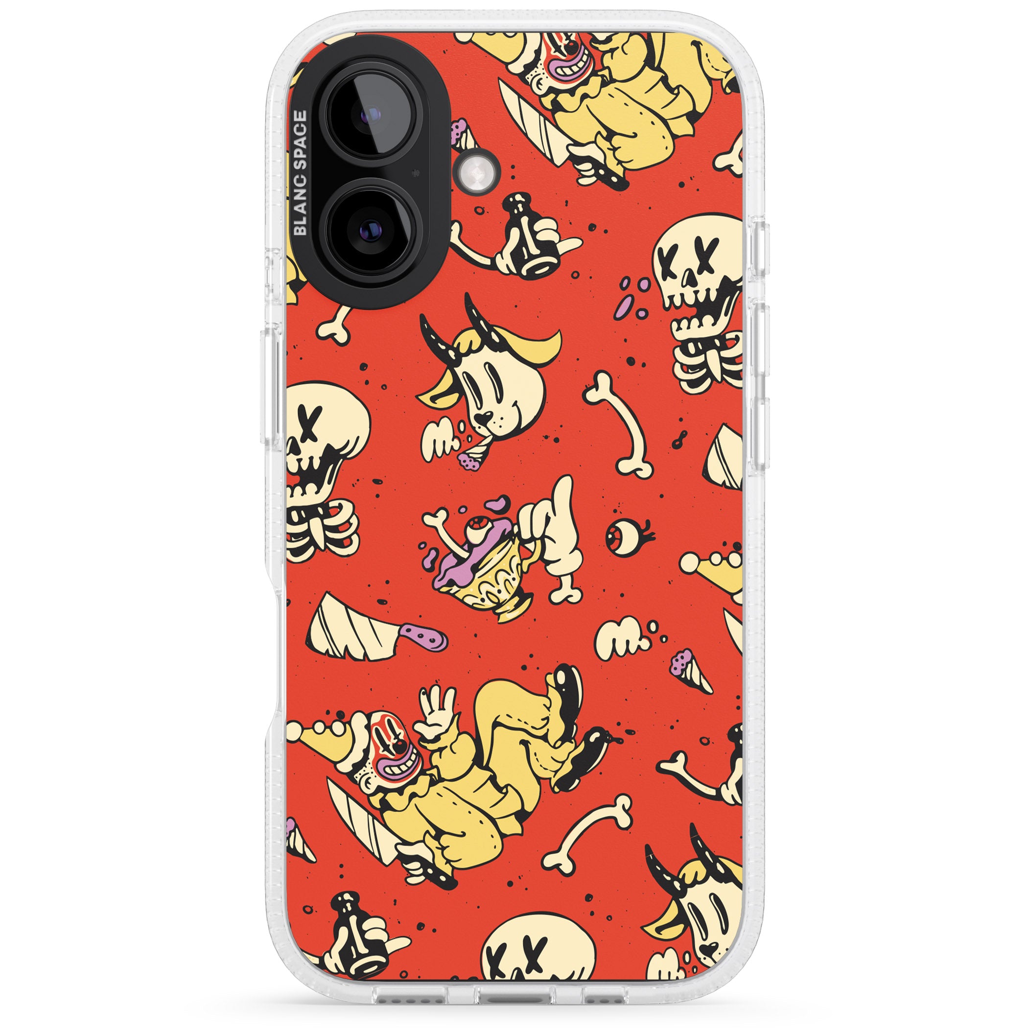 Red Retro Halloween Pattern iPhone 16 / 16 Plus Clear Case Impact Air - Blanc Space