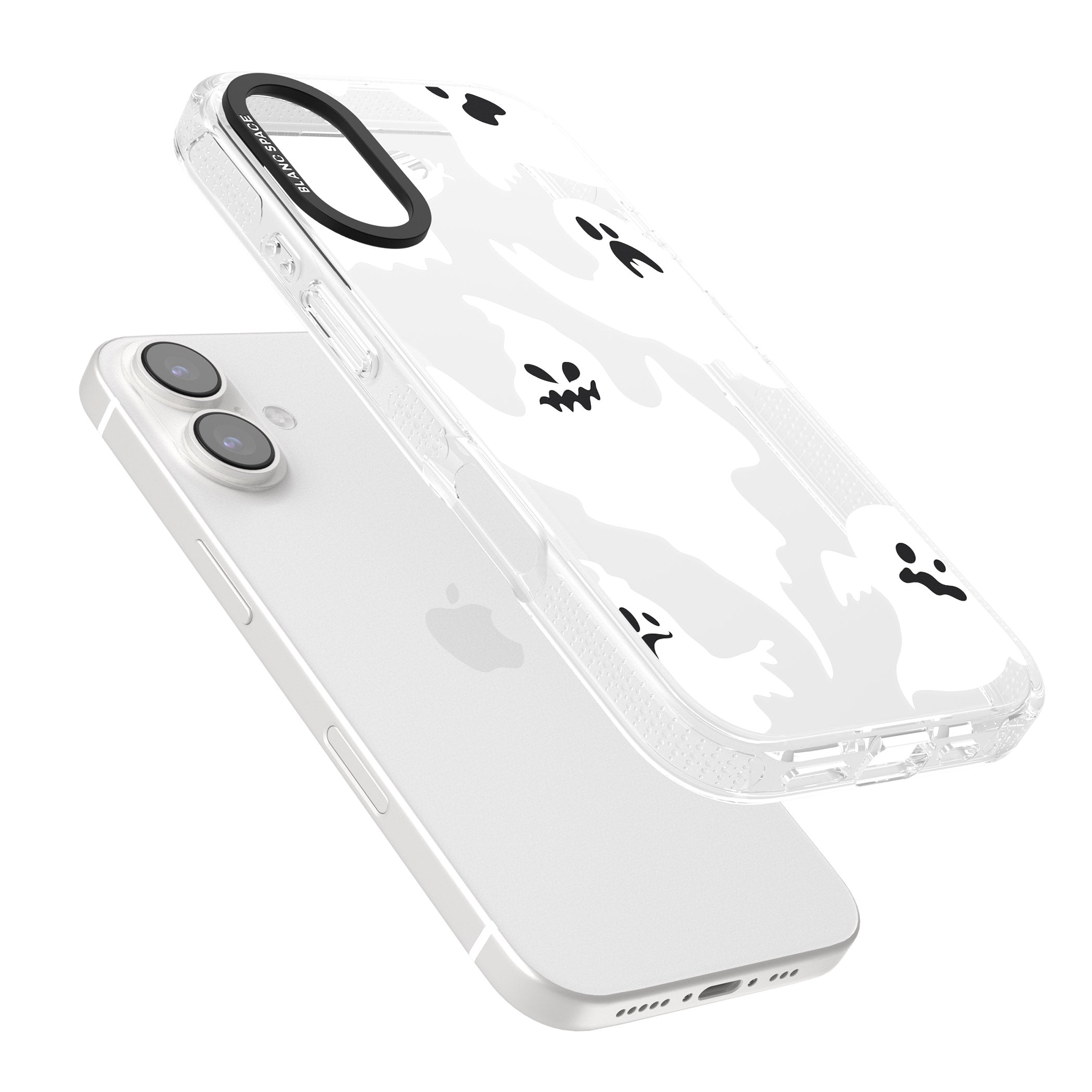 Ghost Pattern iPhone 16 / 16 Plus Clear Case Impact Air - Blanc Space