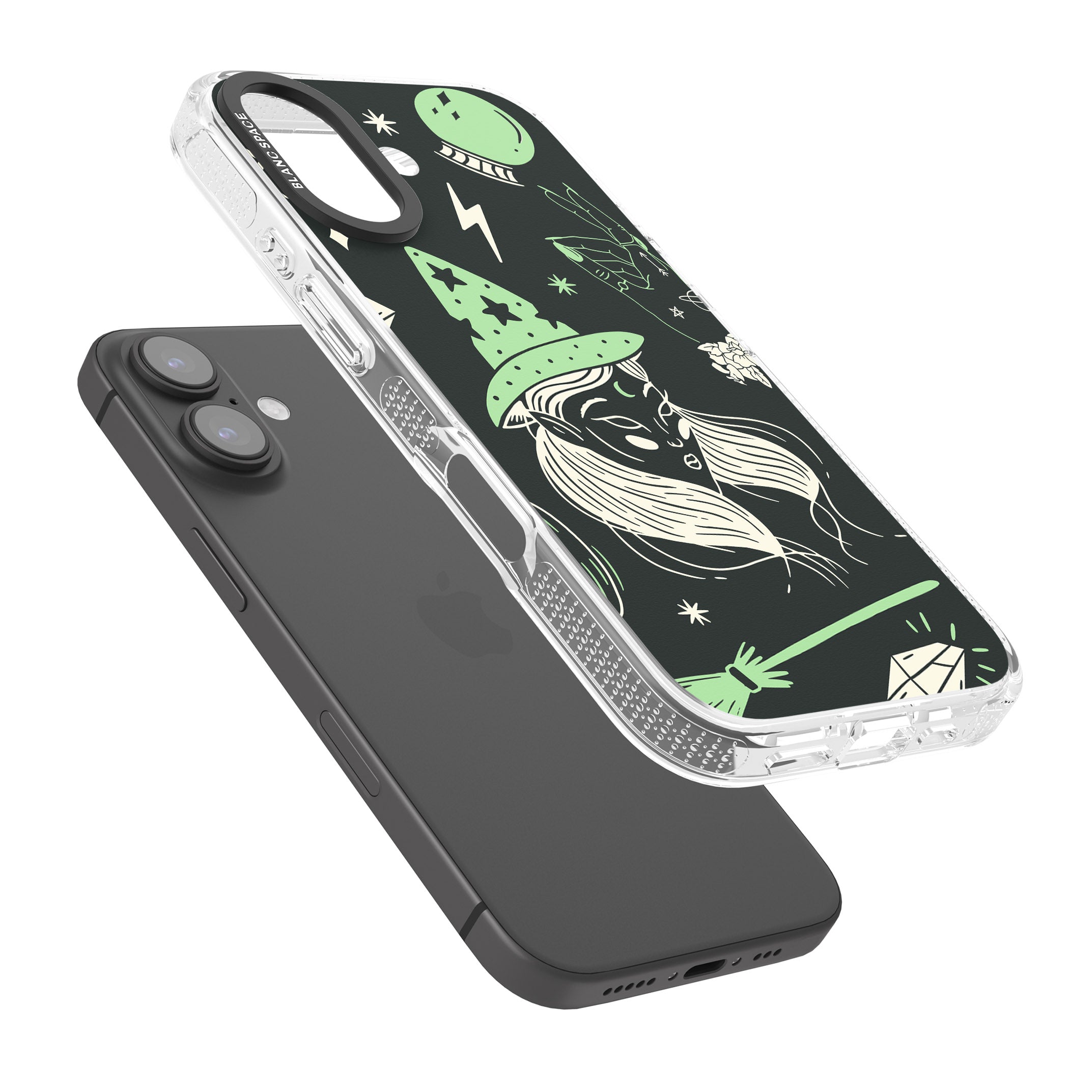 Astrology Witch Pattern iPhone 16 / 16 Plus Clear Case Impact Air - Blanc Space
