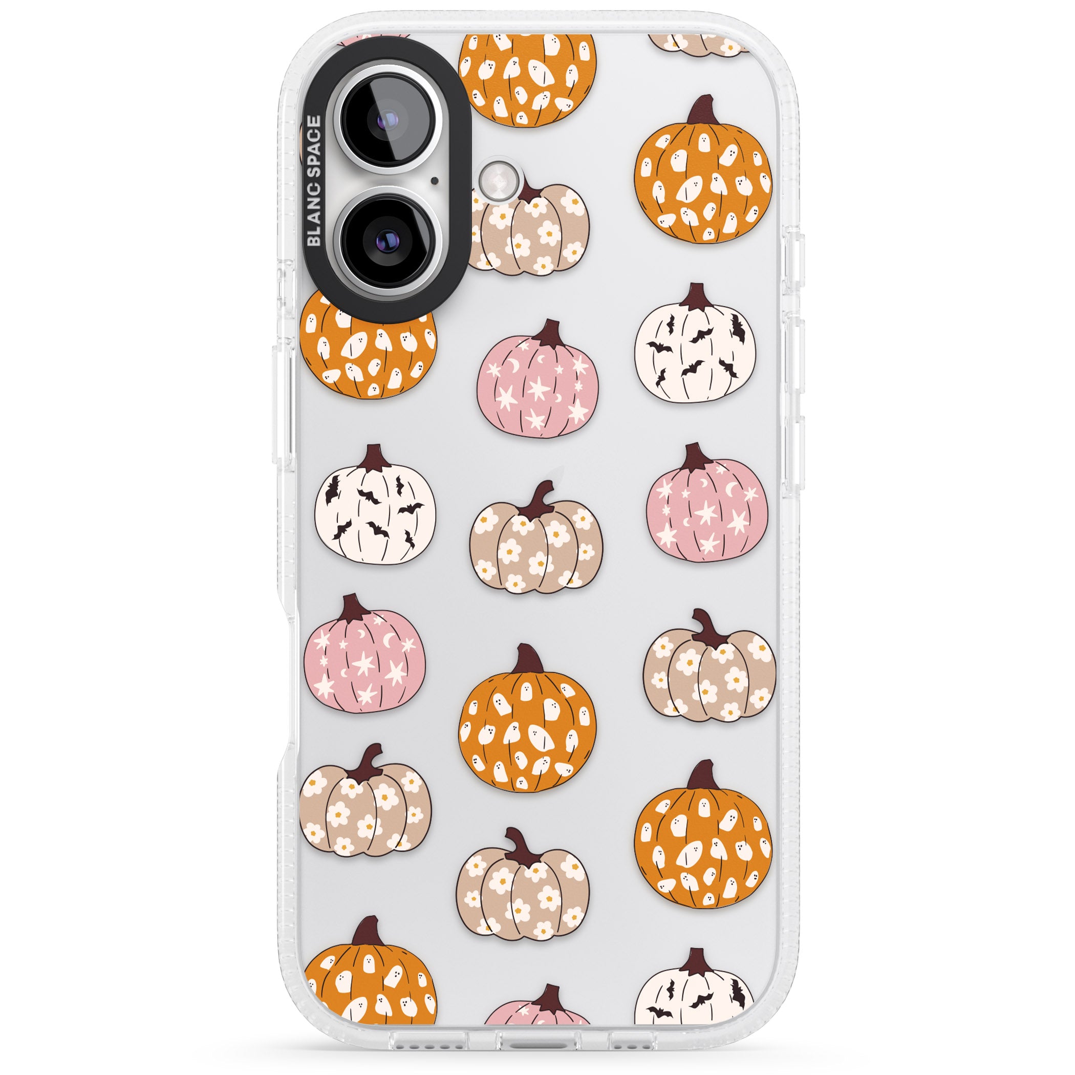 Floral Pumpkins iPhone 16 / 16 Plus Clear Case Impact Air - Blanc Space