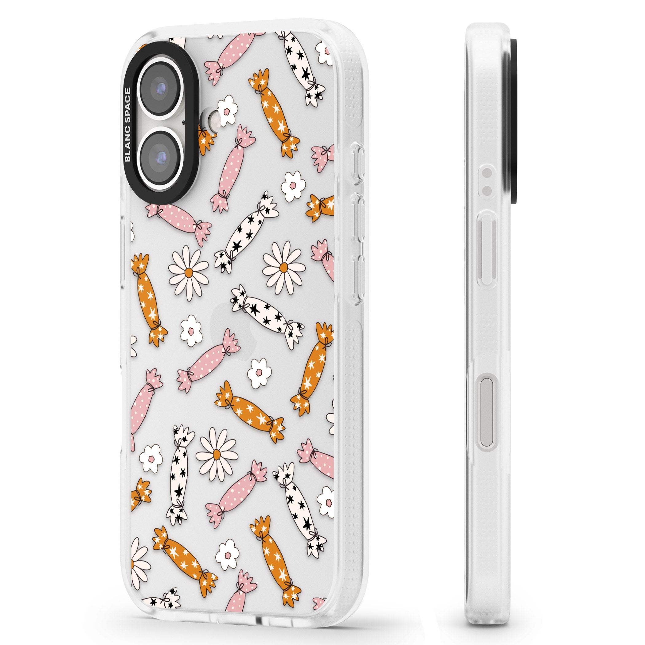 Floral Candy iPhone 16 / 16 Plus Clear Case Impact Air - Blanc Space