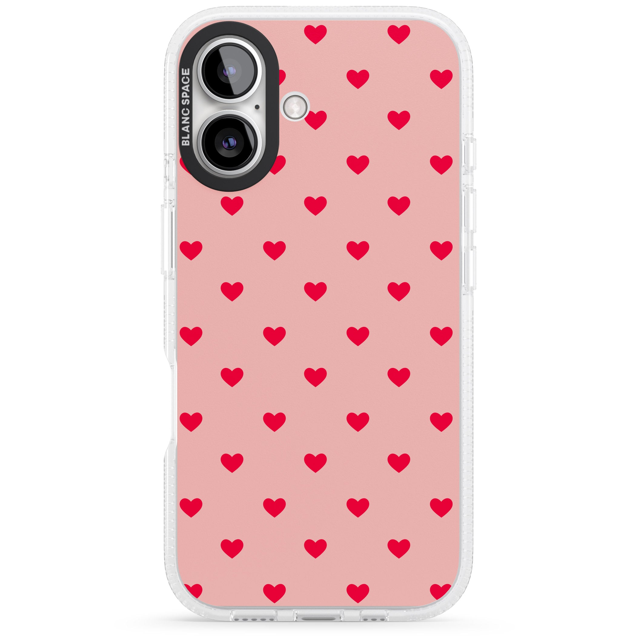 Small Heart Pattern: Red & Pink iPhone 16 / 16 Plus Clear Case Impact Air - Blanc Space