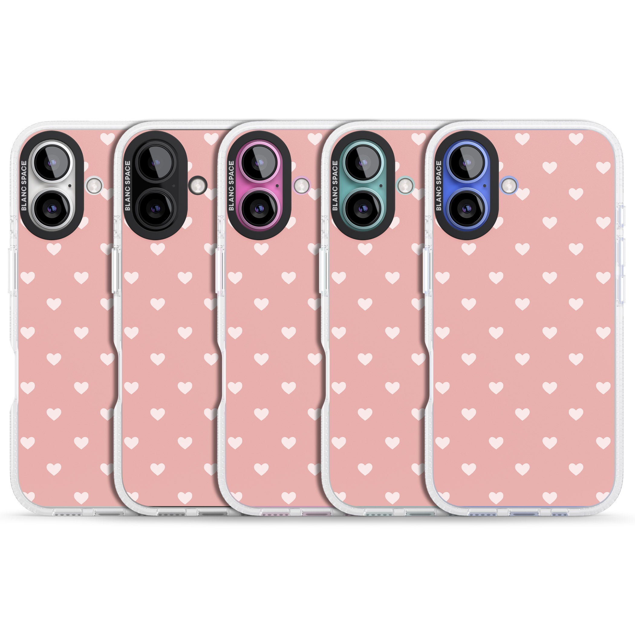 Small Heart Pattern: Pink iPhone 16 / 16 Plus Clear Case Impact Air - Blanc Space