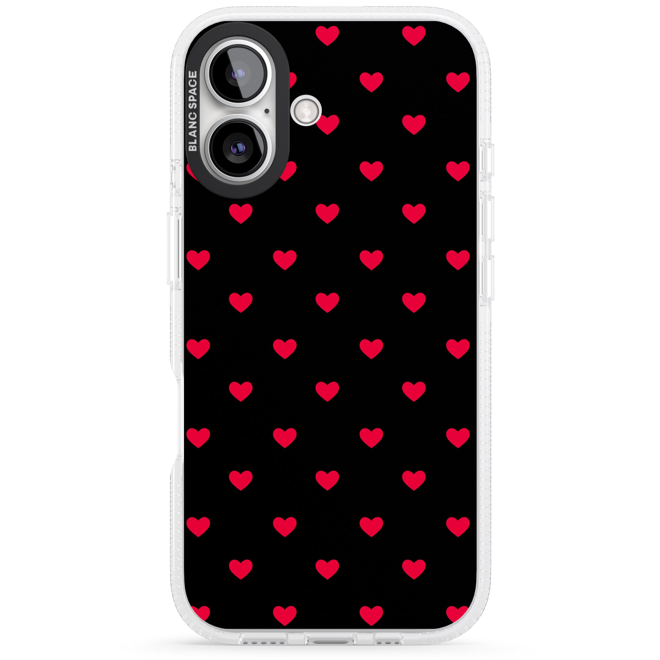 Small Heart Pattern: Red & iPhone 16 / 16 Plus Clear Case Impact Air - Blanc Space