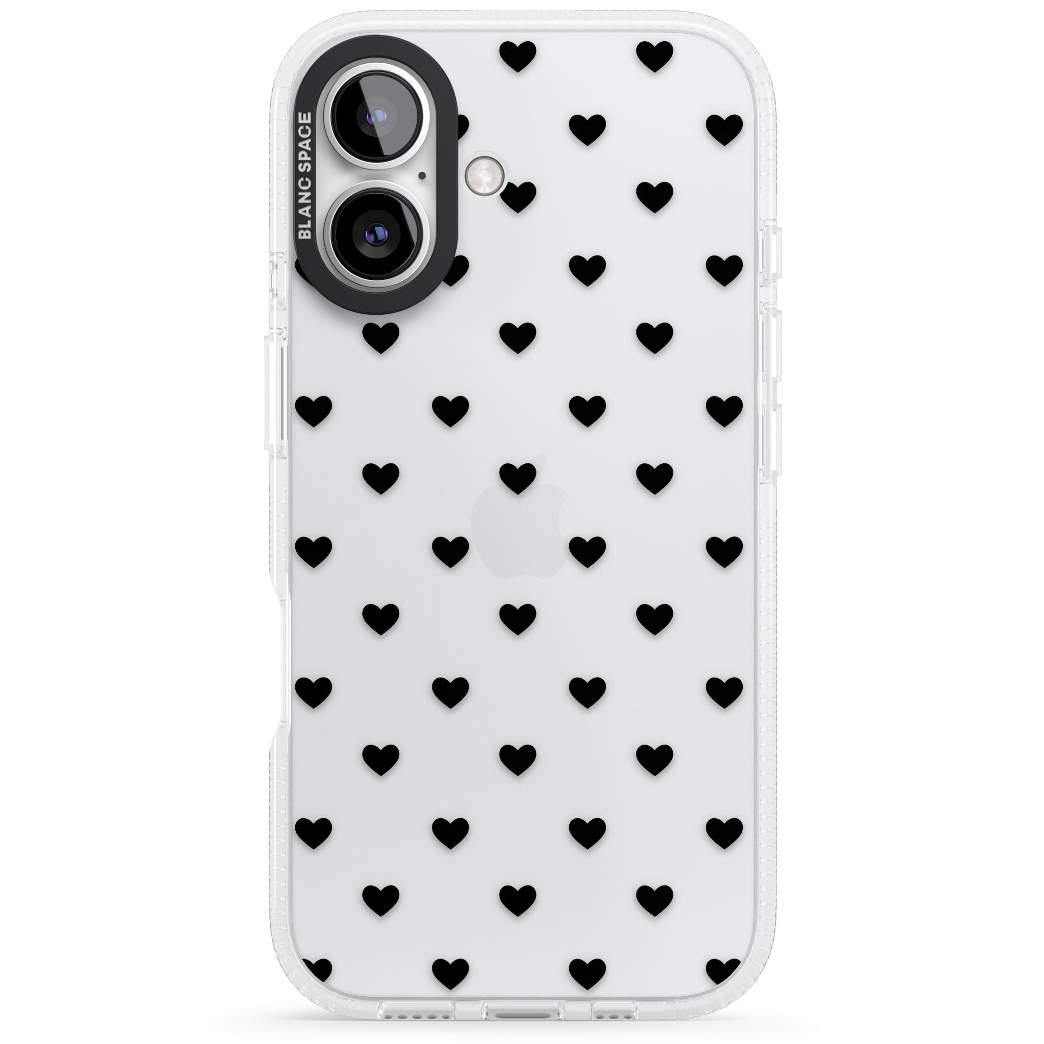 Small Heart Pattern: White & iPhone 16 / 16 Plus Clear Case Impact Air - Blanc Space