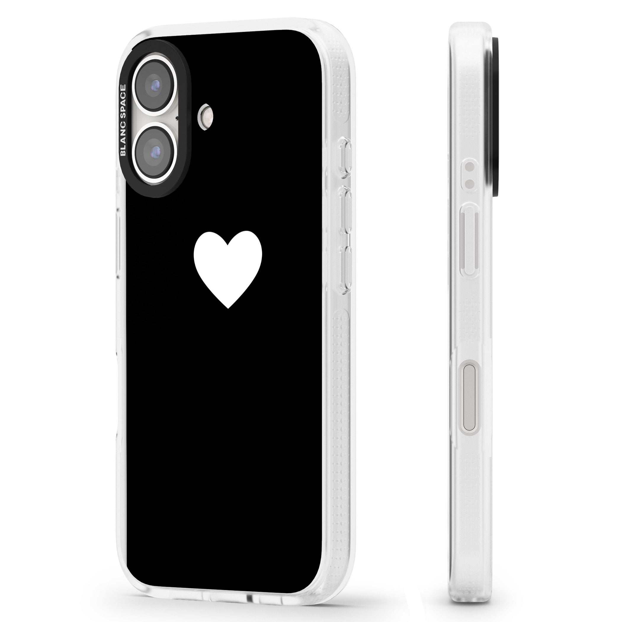 Single Heart Design: White & iPhone 16 / 16 Plus Clear Case Impact Air - Blanc Space
