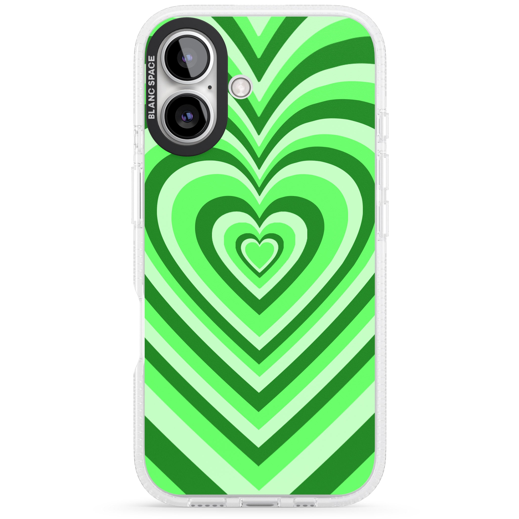 Green Heart Illusion iPhone 16 / 16 Plus Clear Case Impact Air - Blanc Space