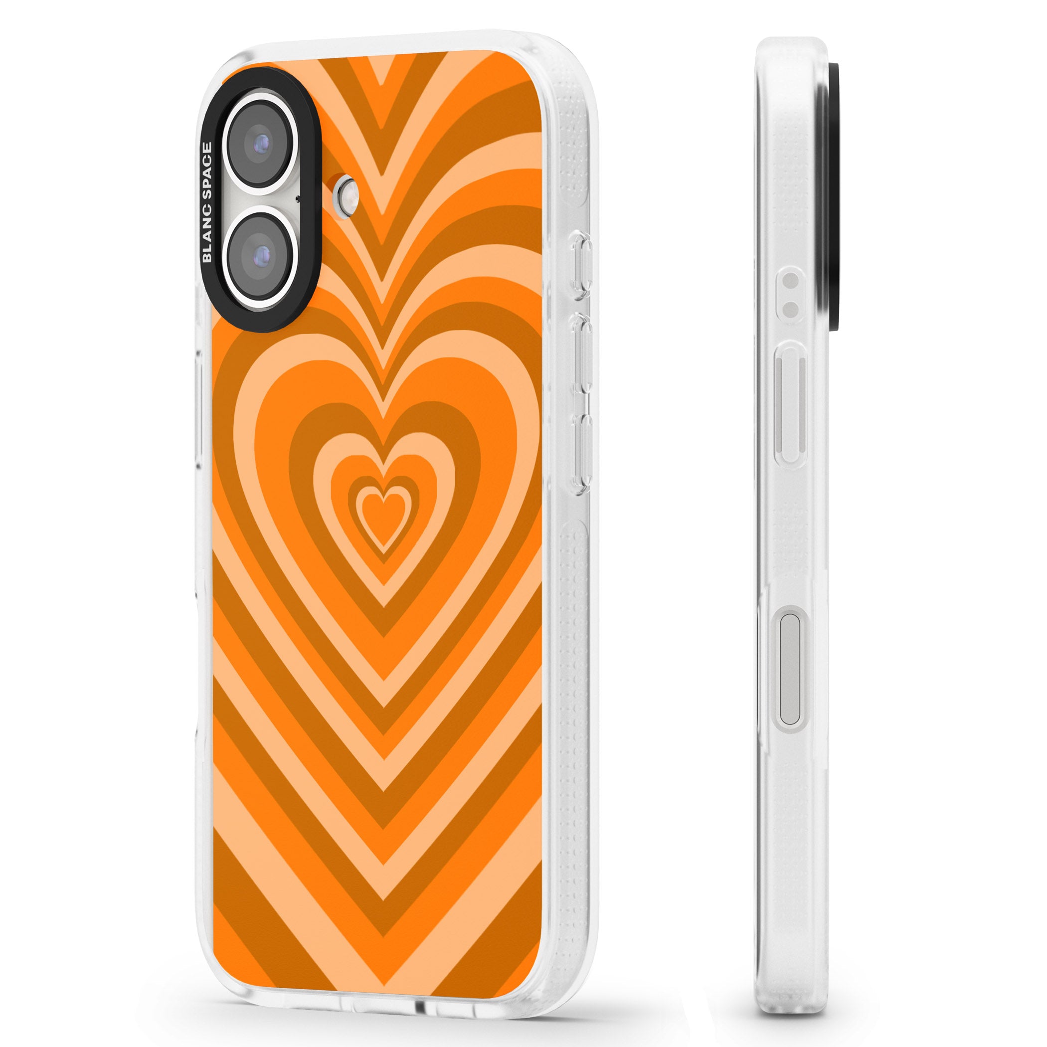 Orange Heart Illusion iPhone 16 / 16 Plus Clear Case Impact Air - Blanc Space