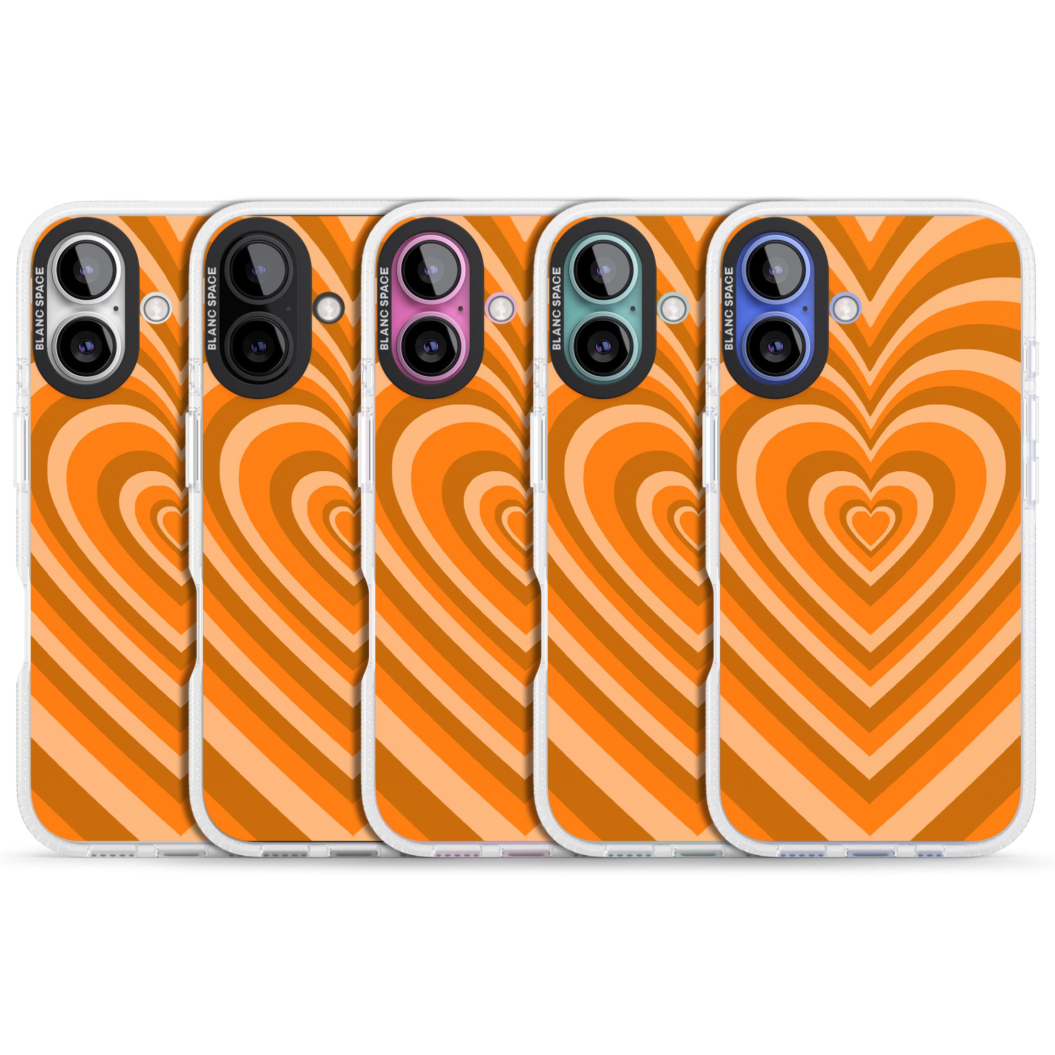 Orange Heart Illusion iPhone 16 / 16 Plus Clear Case Impact Air - Blanc Space