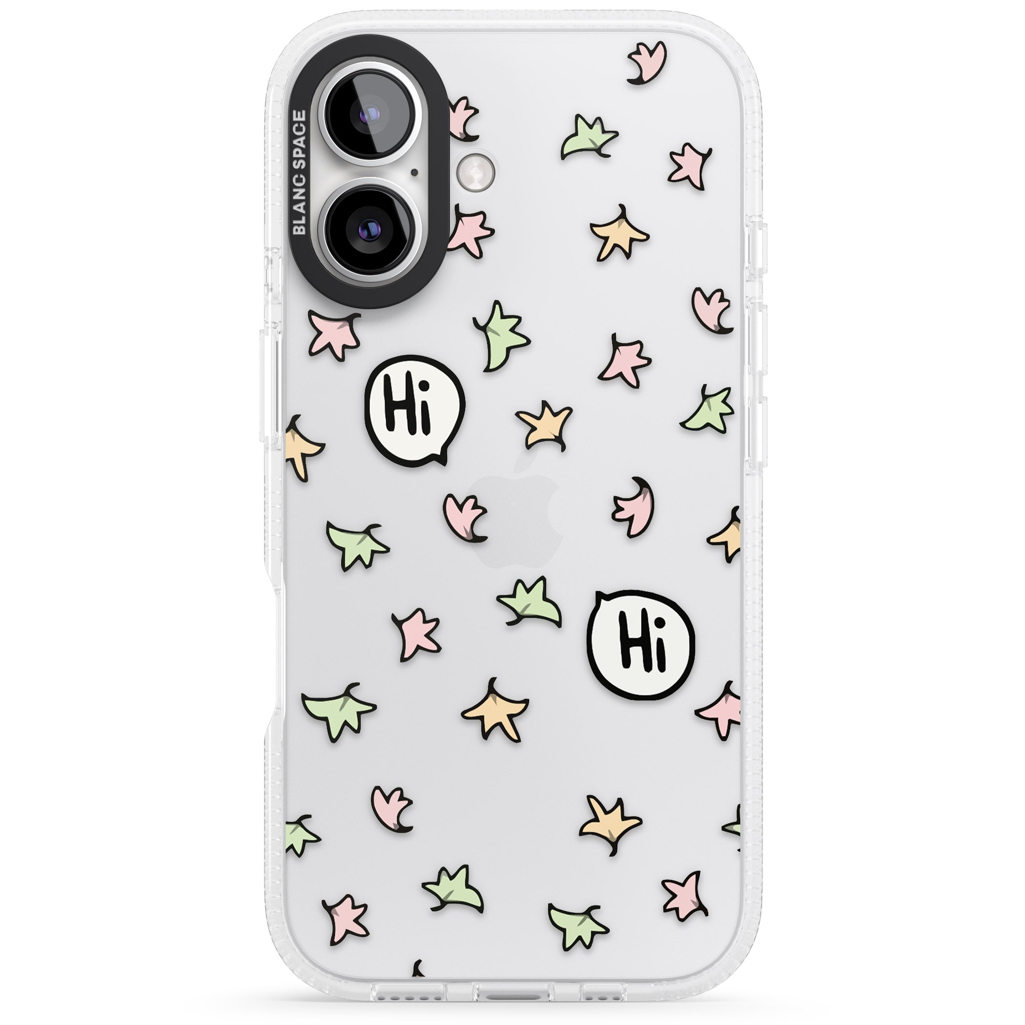 Heartstopper Leaves Pattern iPhone 16 / 16 Plus Clear Case Impact Air - Blanc Space