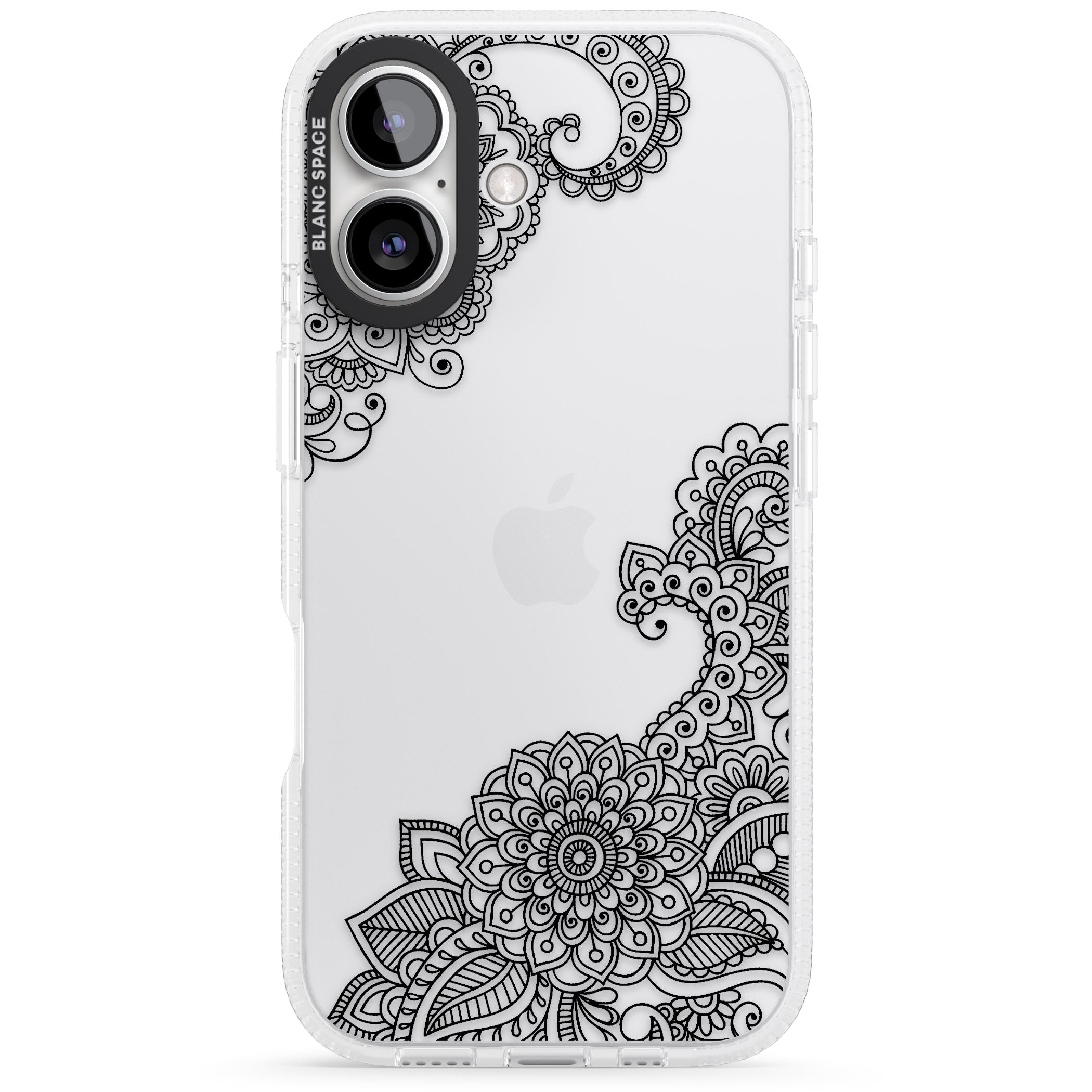 Black Henna Botanicals iPhone 16 / 16 Plus Clear Case Impact Air - Blanc Space
