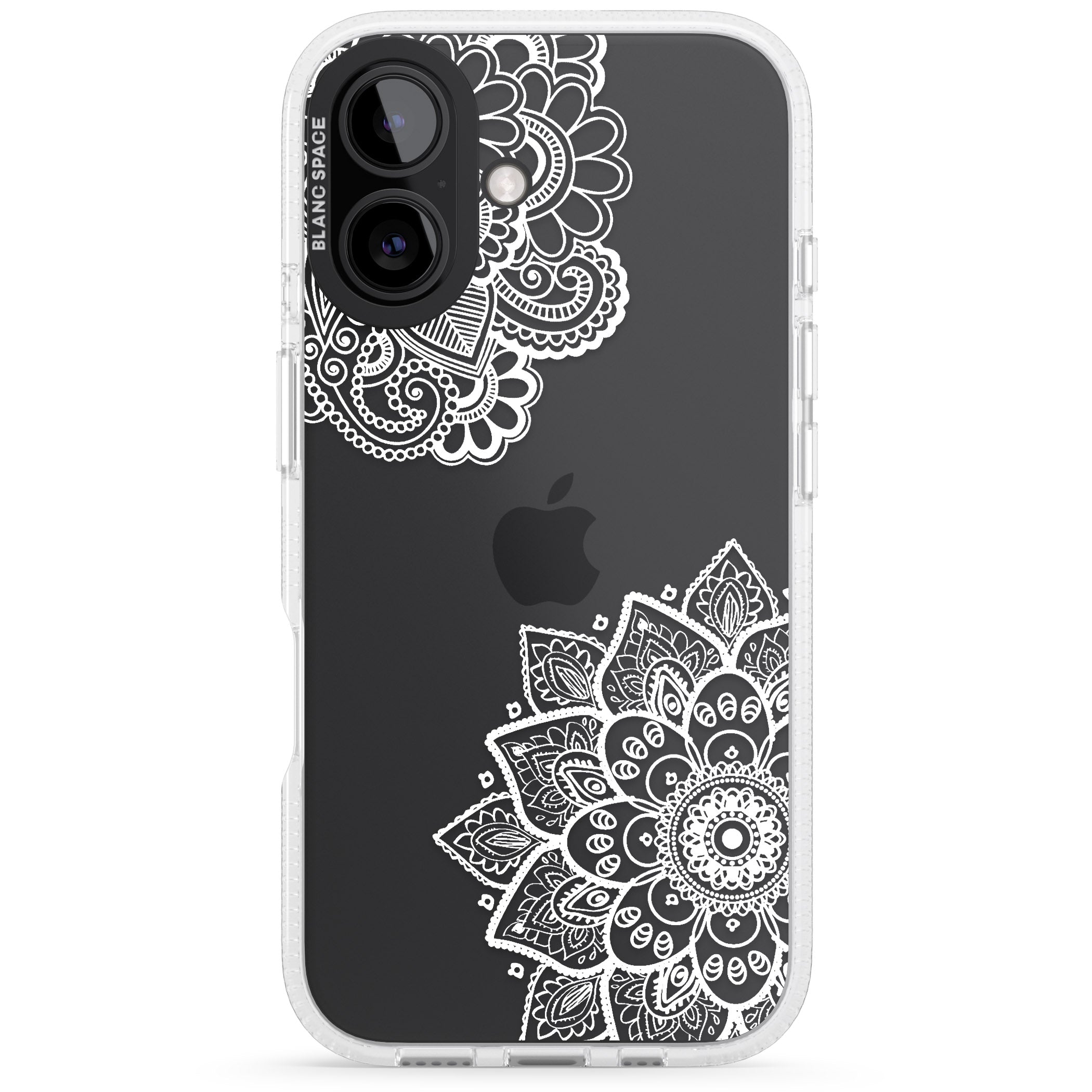White Henna Florals iPhone 16 / 16 Plus Clear Case Impact Air - Blanc Space