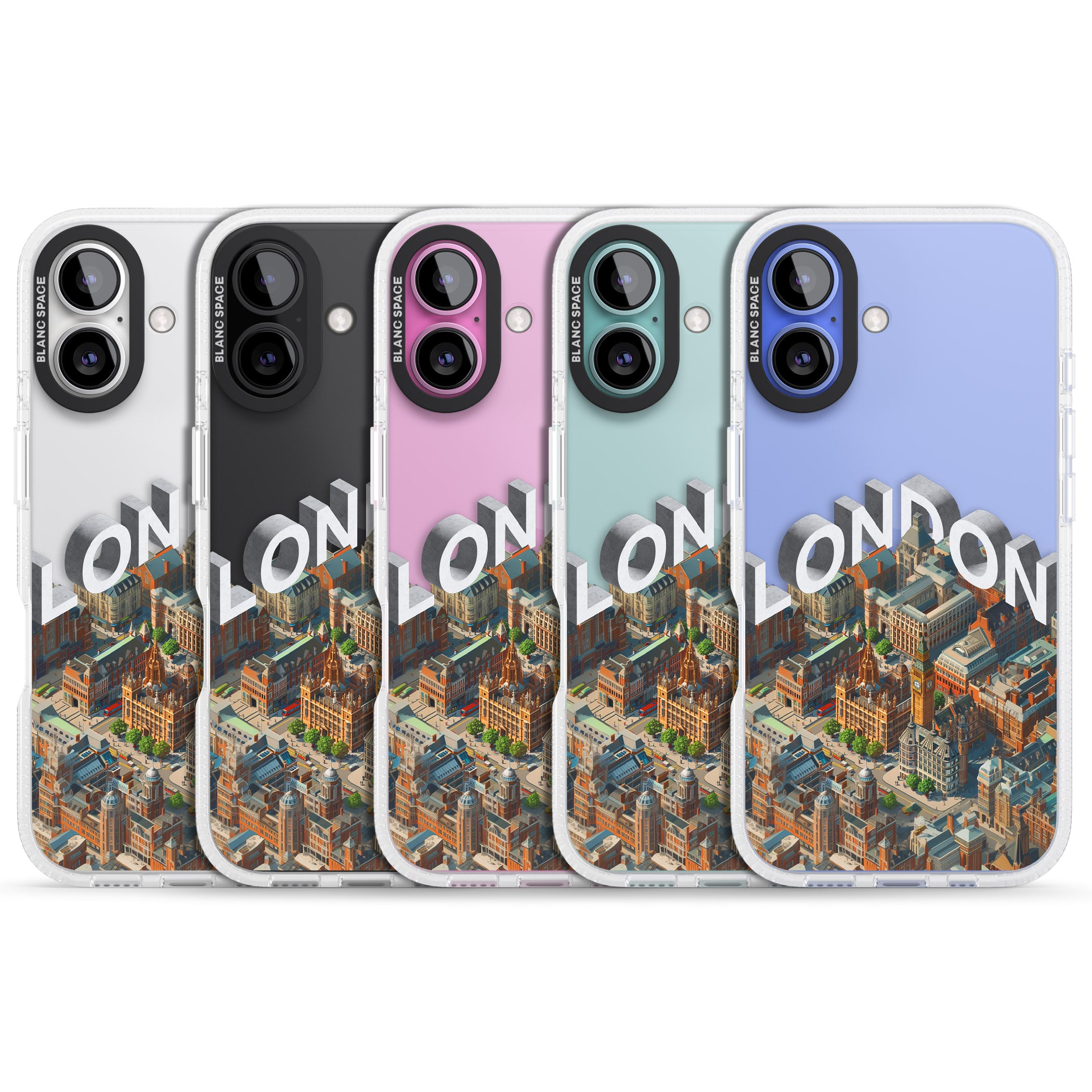 London iPhone 16 / 16 Plus Clear Case Impact Air - Blanc Space