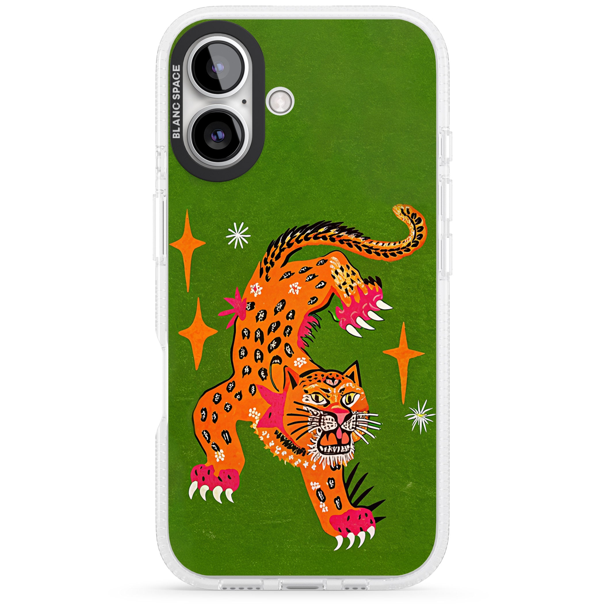 Fierce Jaguar iPhone 16 / 16 Plus Clear Case Impact Air - Blanc Space