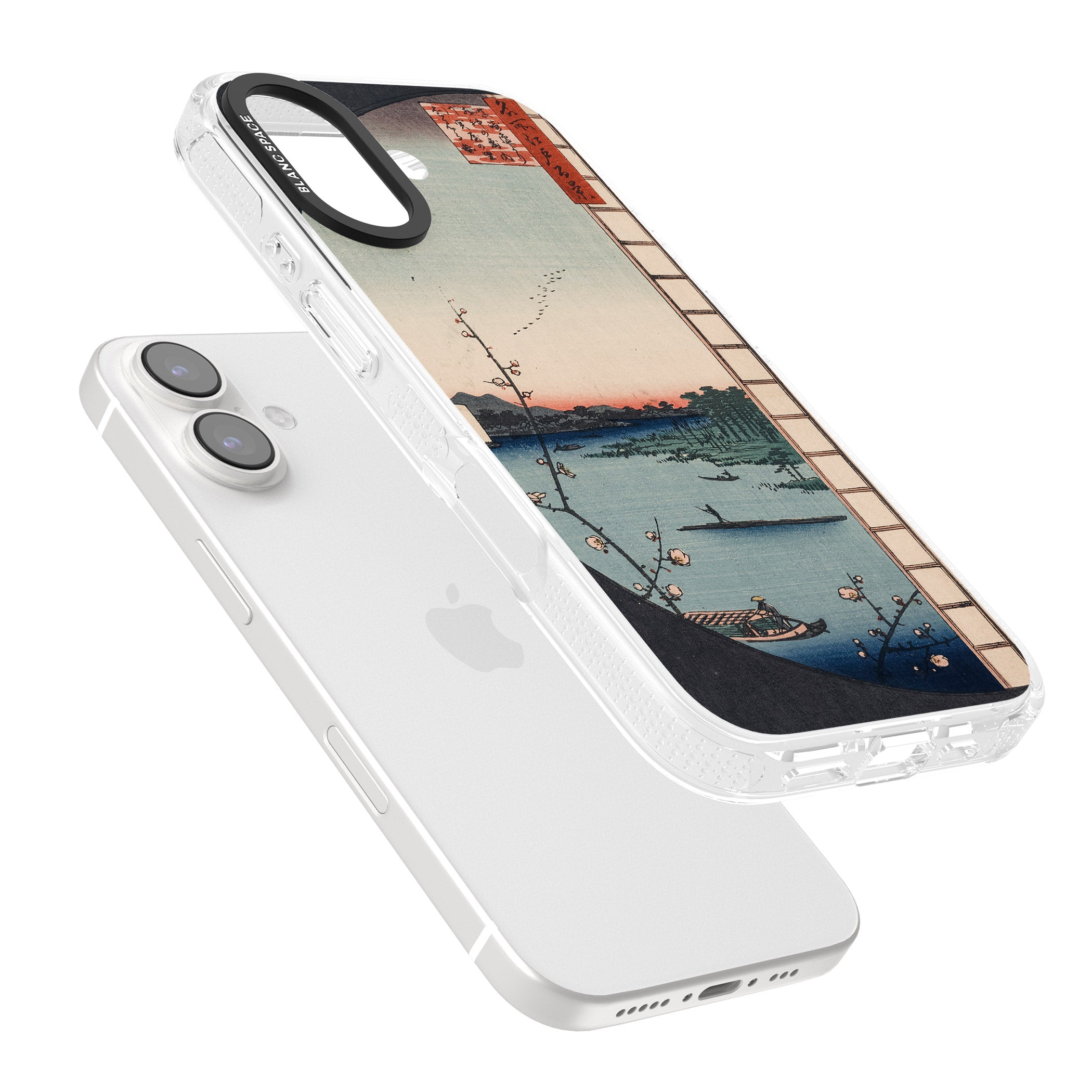 Vintage Japanese Illustrations Lake At Sunset iPhone 16 / 16 Plus Clear Case Impact Air - Blanc Space