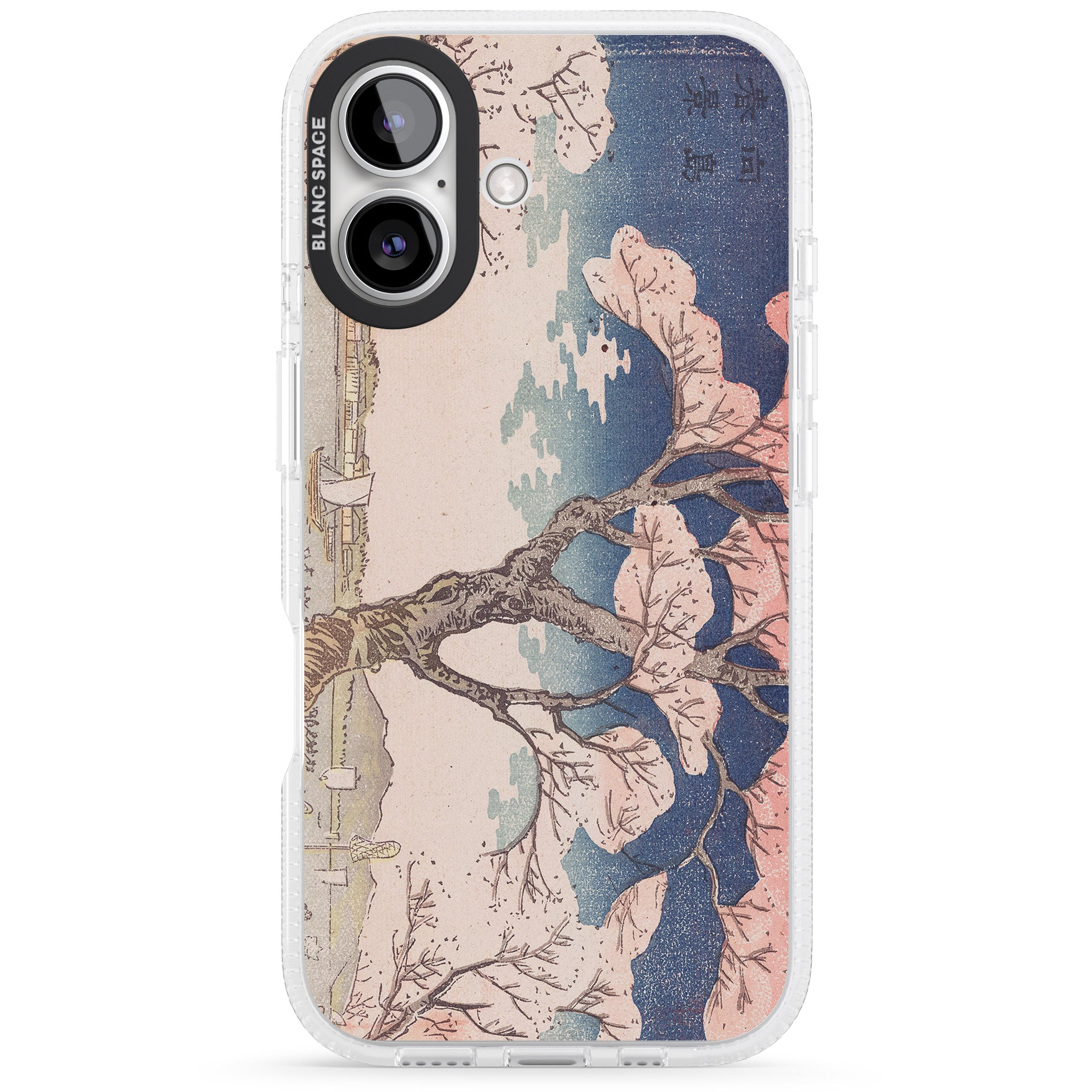 Vintage Japanese Illustrations Cherry Tree iPhone 16 / 16 Plus Clear Case Impact Air - Blanc Space
