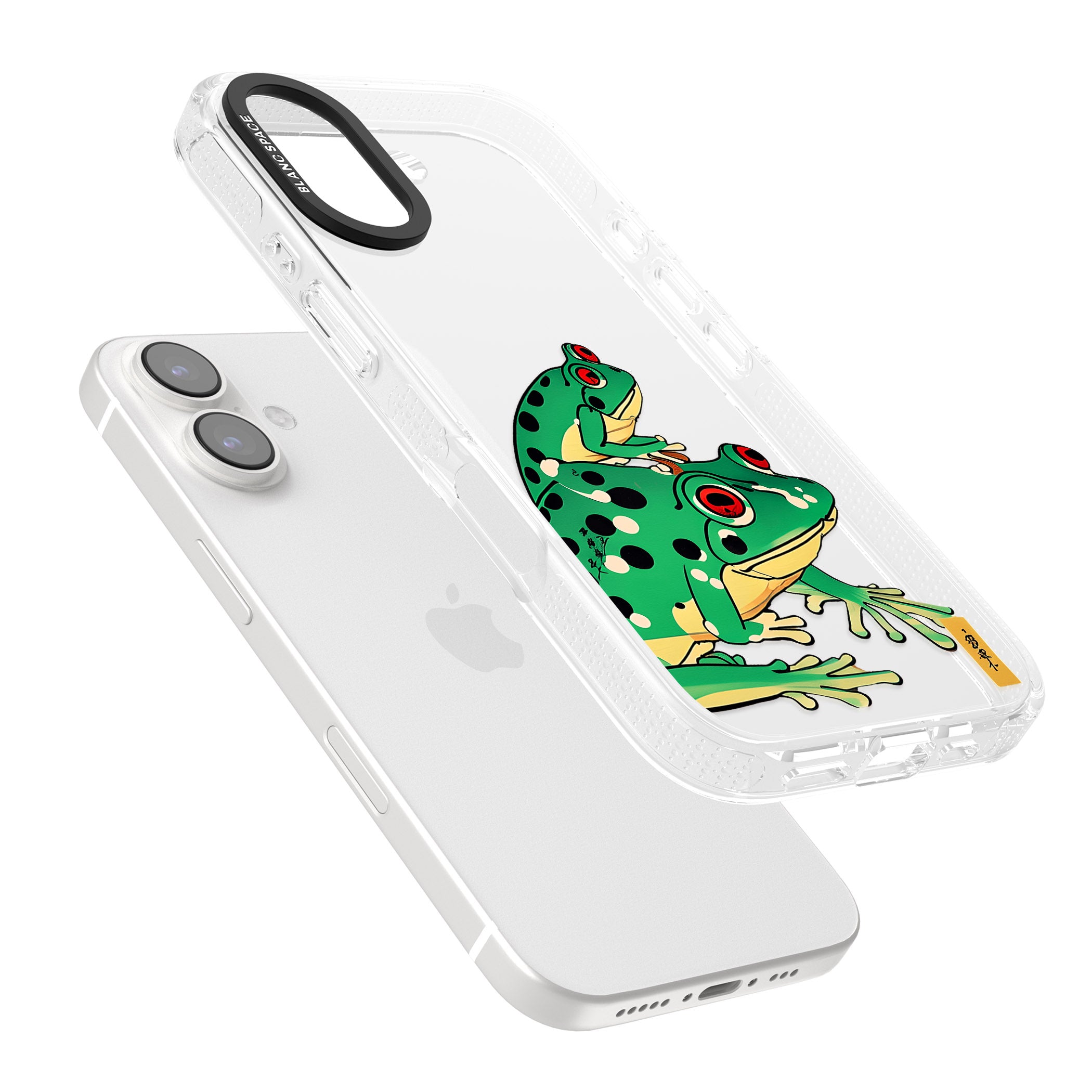 Matsumoto Hoji Frog Green iPhone 16 / 16 Plus Clear Case Impact Air - Blanc Space