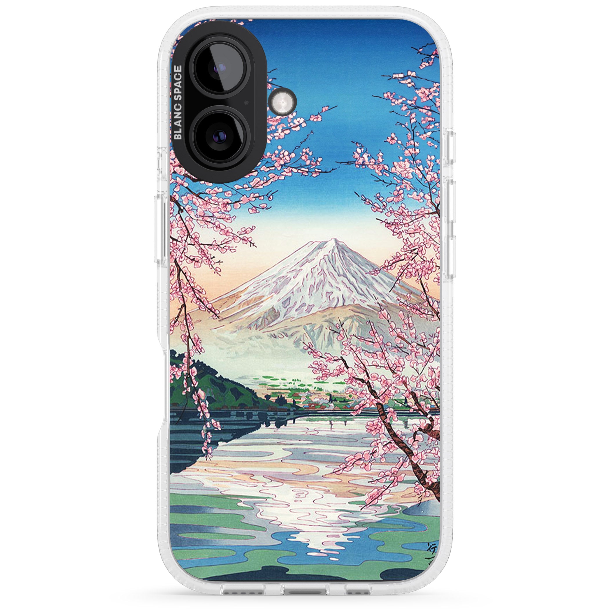 Mt. Fuji from Lake Kawaguchi iPhone 16 / 16 Plus Clear Case Impact Air - Blanc Space