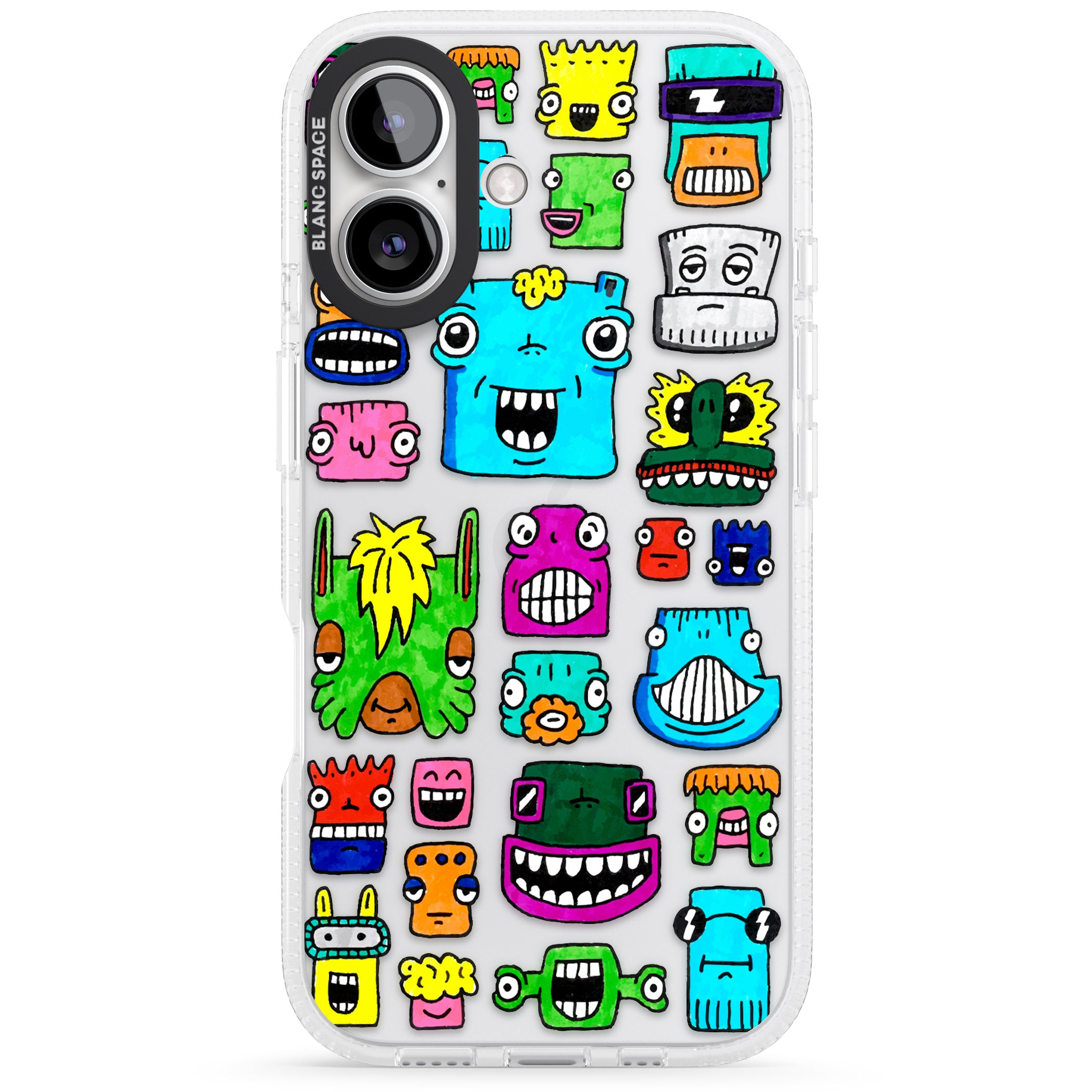 Burst Heads Colour iPhone 16 / 16 Plus Clear Case Impact Air - Blanc Space