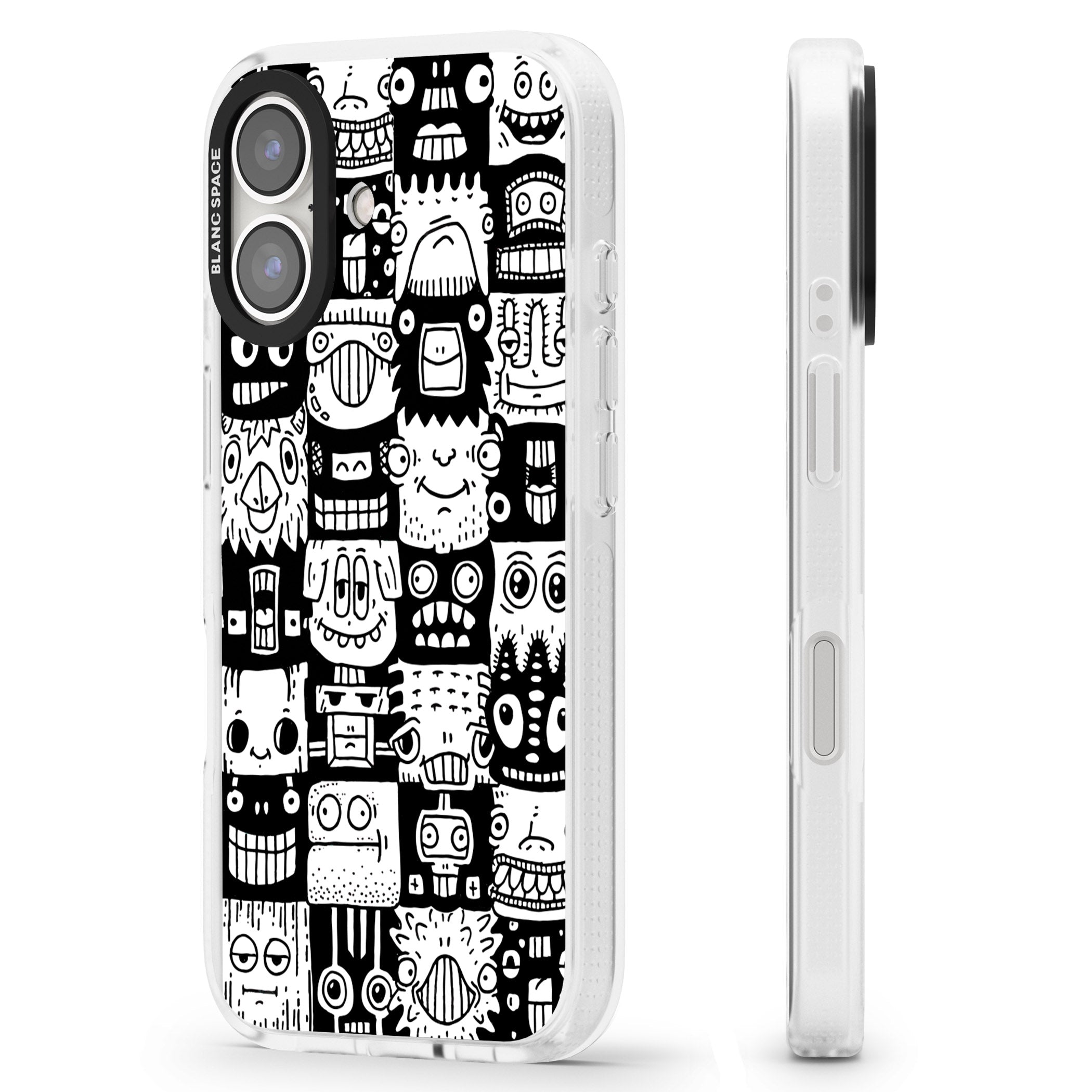 Checkerboard Heads iPhone 16 / 16 Plus Clear Case Impact Air - Blanc Space