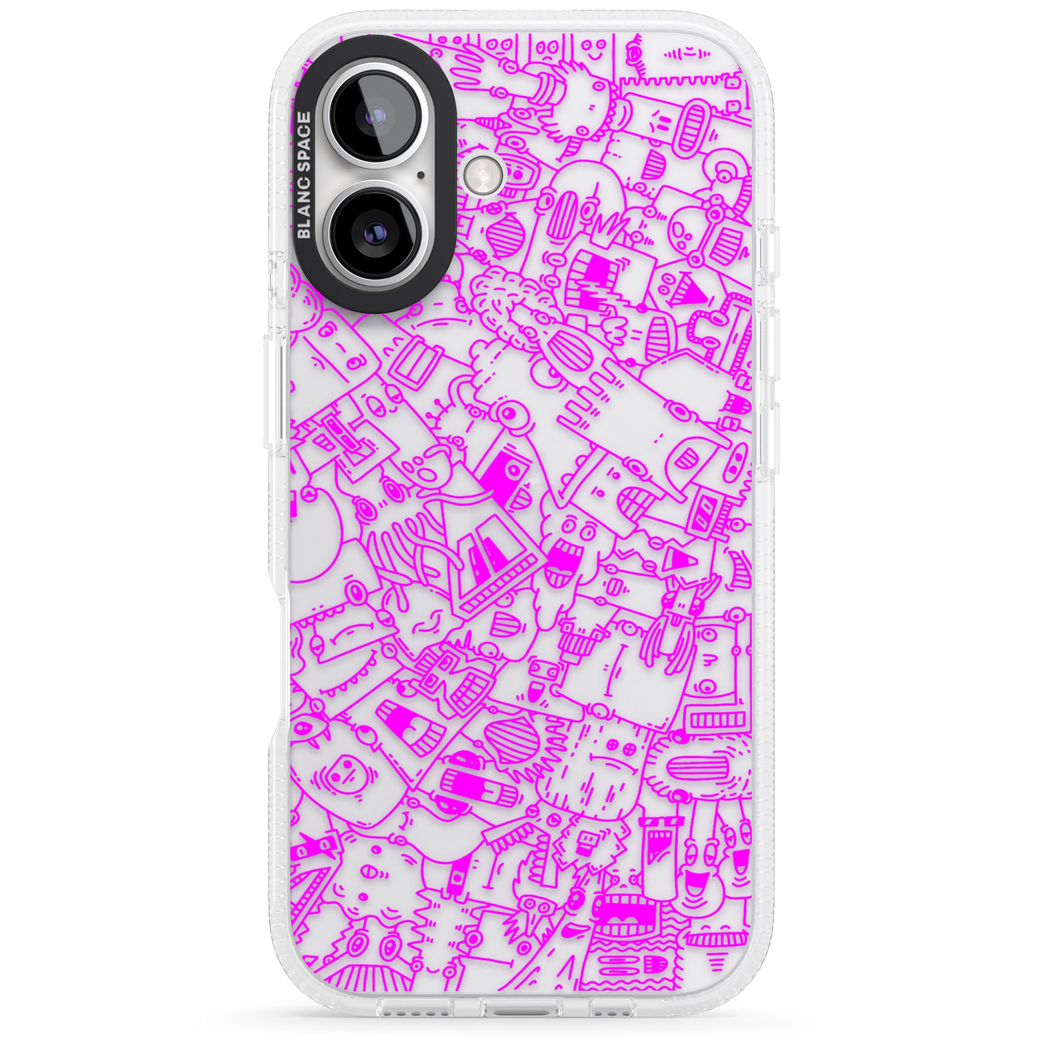 Pink Pals iPhone 16 / 16 Plus Clear Case Impact Air - Blanc Space