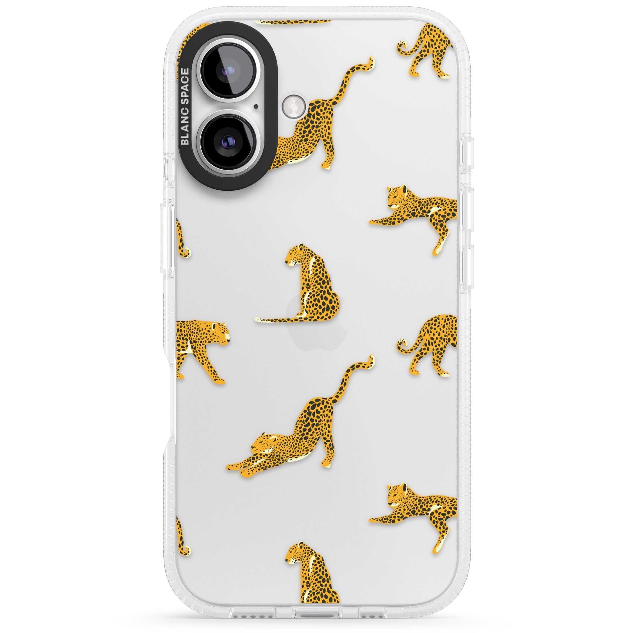 Clear Jaguar Jungle Cat Pattern iPhone 16 / 16 Plus Clear Case Impact Air - Blanc Space