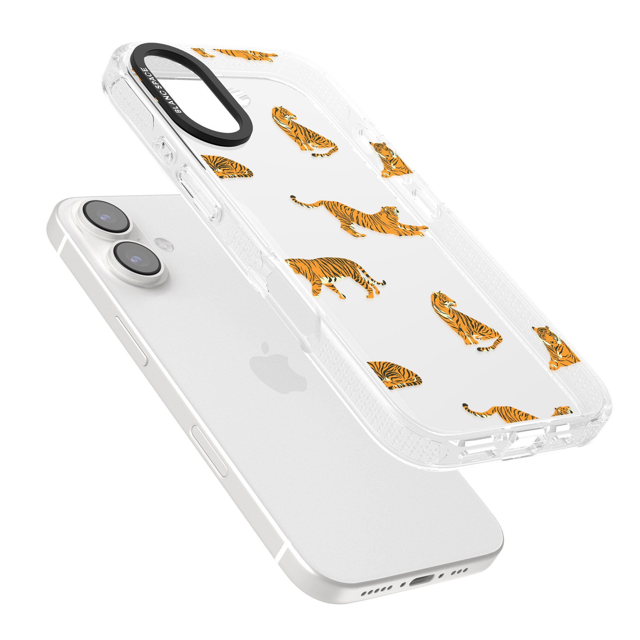 Clear Tiger Jungle Cat Pattern iPhone 16 / 16 Plus Clear Case Impact Air - Blanc Space