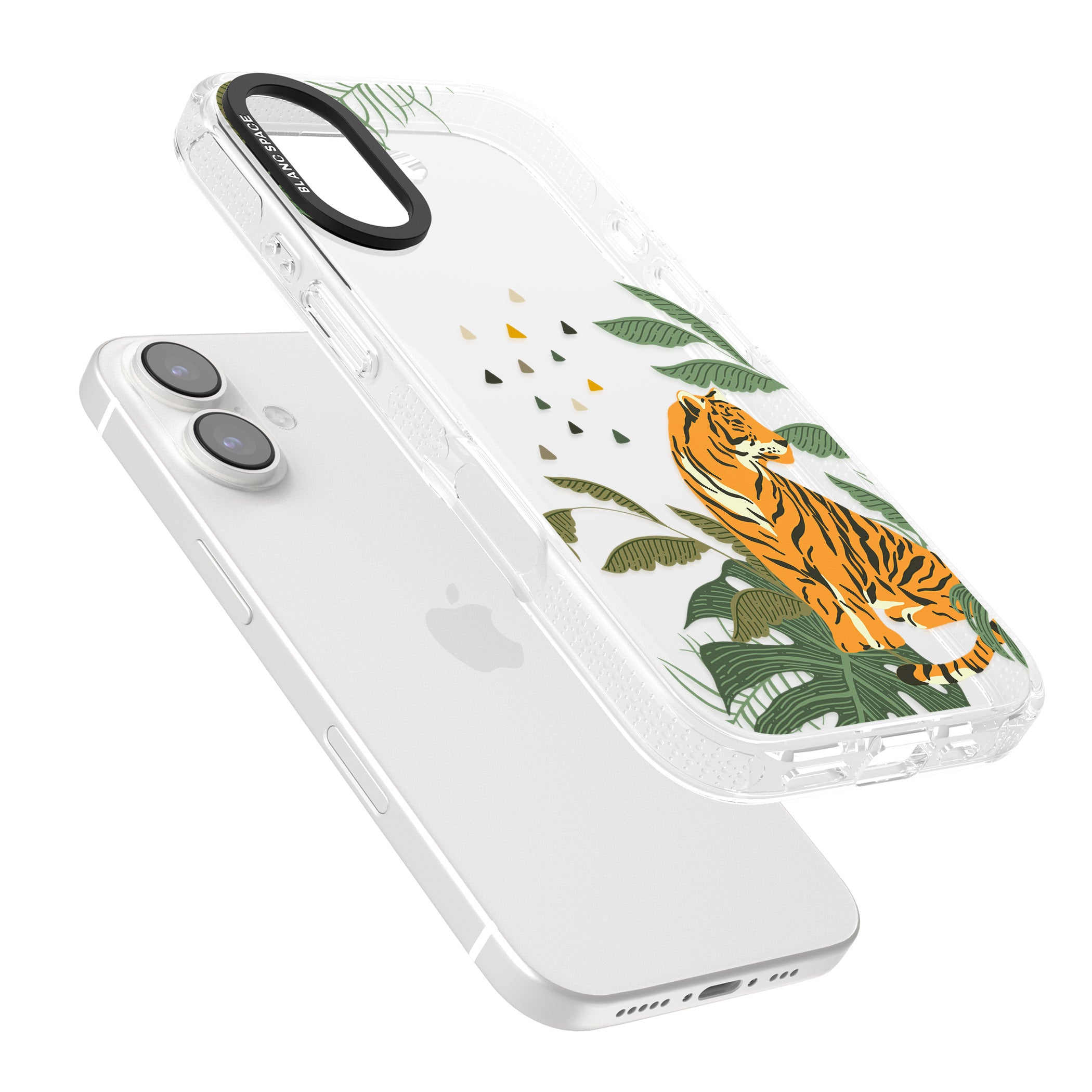 Large Tiger Clear Jungle Cat Pattern iPhone 16 / 16 Plus Clear Case Impact Air - Blanc Space