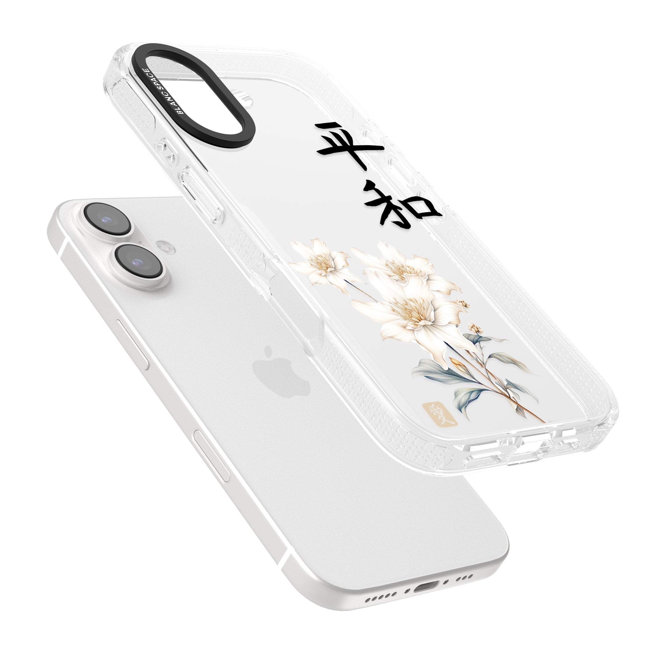 Peace and Flowers iPhone 16 / 16 Plus Clear Case Impact Air - Blanc Space